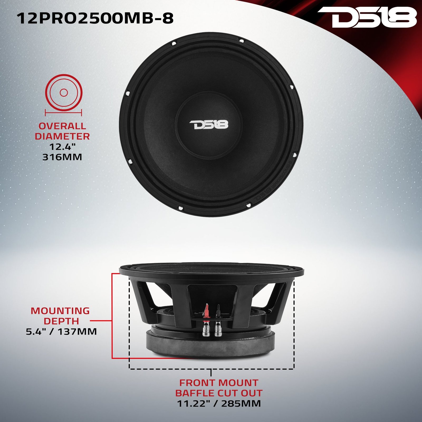 PRO 12" Mid-Bass Loudspeaker 1250 Watts Rms 8-Ohm - Image 7