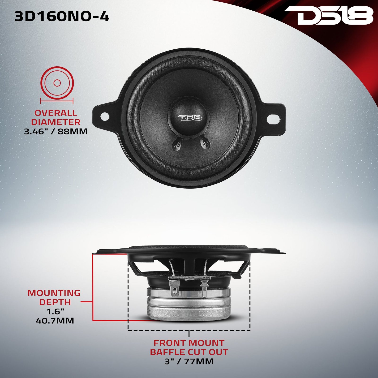 3" OEM Dashboard Loudspeaker with Neodymium Magnet | 80W RMS 4-Ohm - Image 7