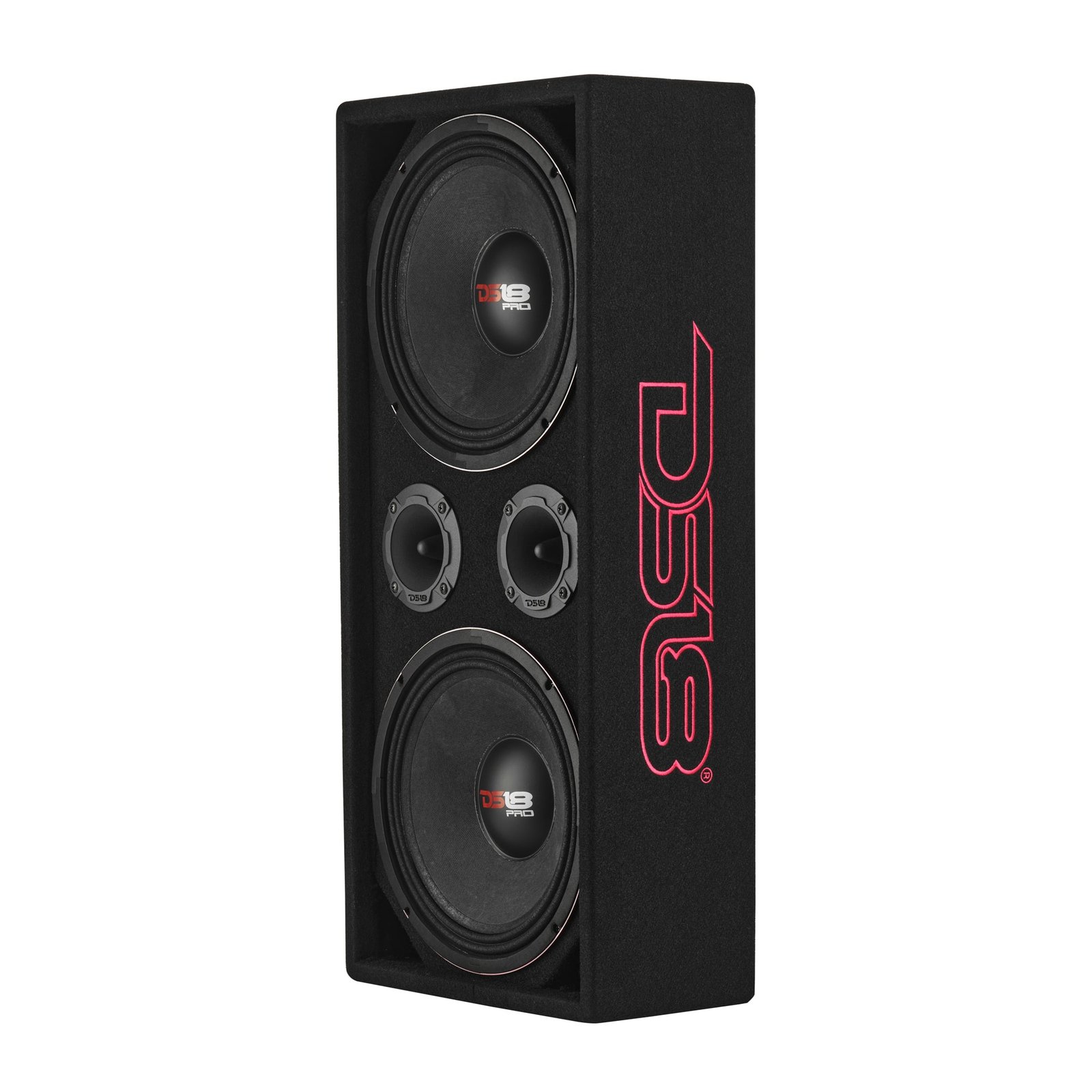 Loaded Voceteo Enclosure with Dual 10" Mids, Dual 3.78" Tweeters, Amplifier & Speakon Cable - Image 3