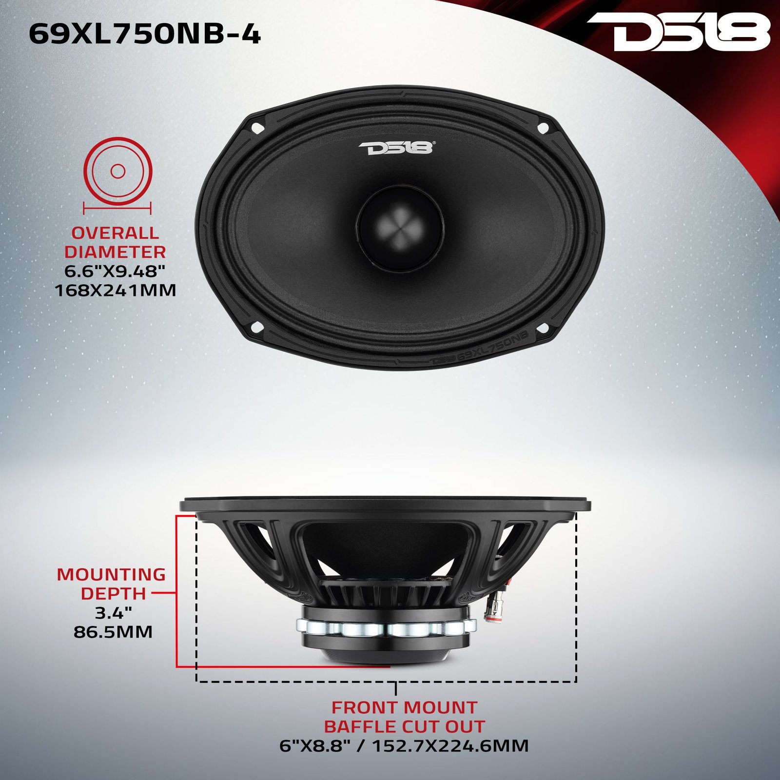 6x9" Midrange Loudspeaker with Neodymium Rings and Aluminum Bullet | 375 Watts RMS 4-Ohm - Image 7