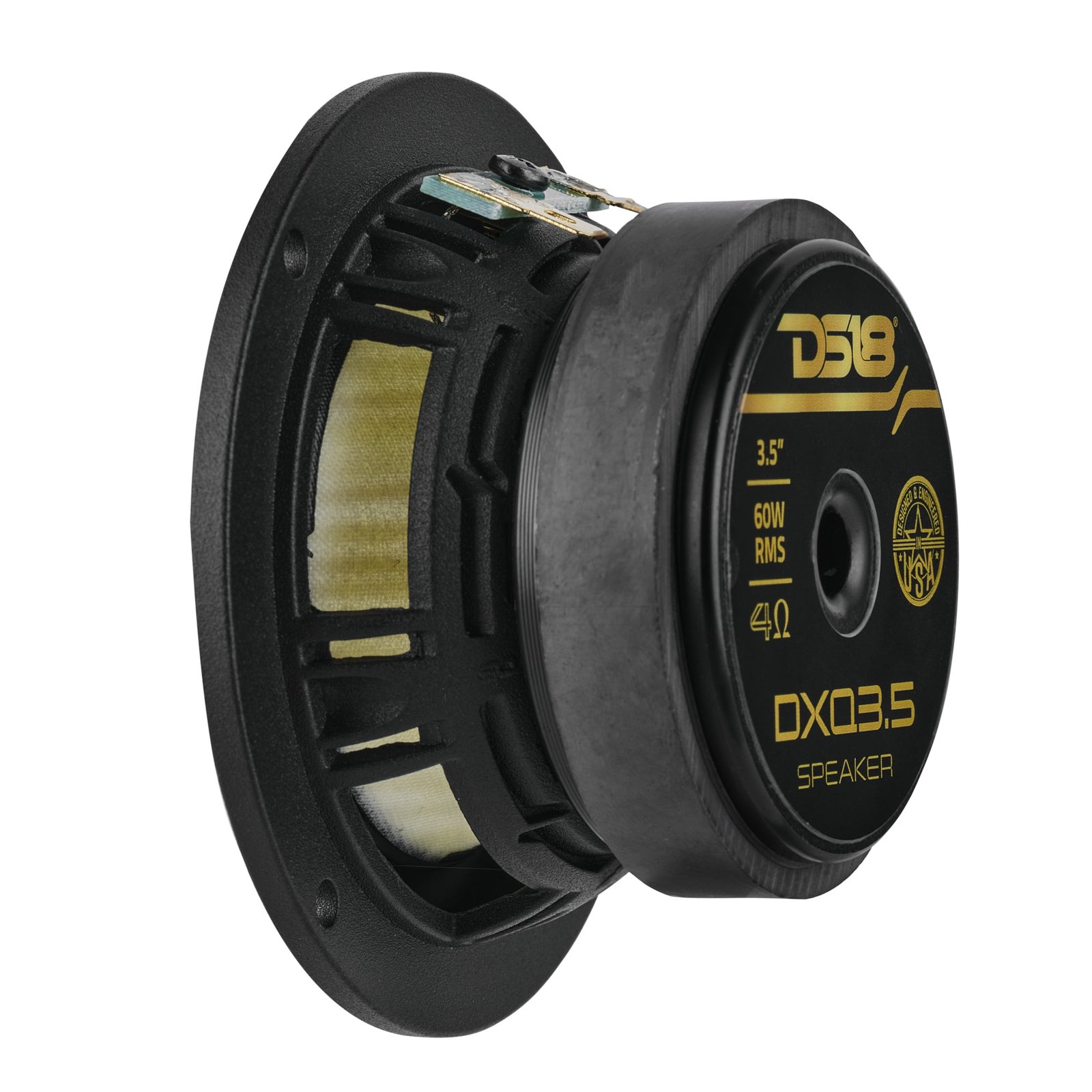 DXQ 3.5” Midrange Speaker with Yellow Straw + Composite Foam Cone | 60W RMS 4-Ohm - Image 4