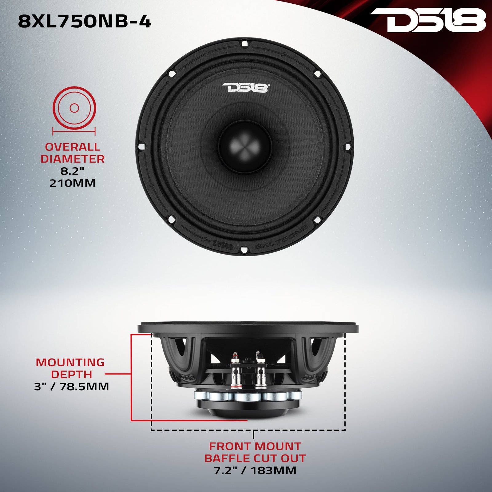 8" Midrange Loudspeaker with Neodymium Rings and Aluminum Bullet | 375 Watts RMS 4-Ohm - Image 7