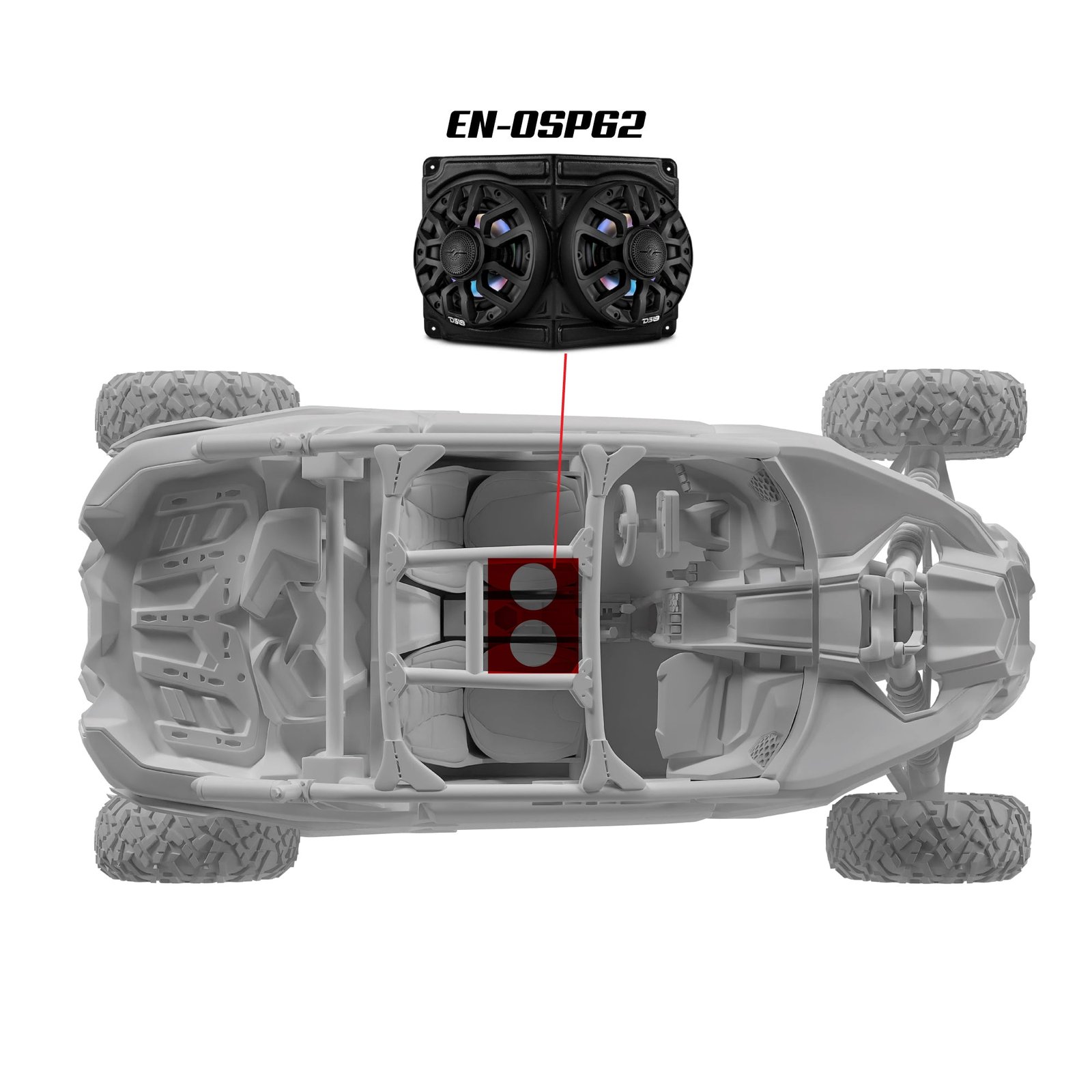 CAN-AM Overhead Enclosure With Amplifier and Installation Kit - Loaded with 2x 6.5" 2-Way Marine Speakers With Digital LED Lights - Image 2