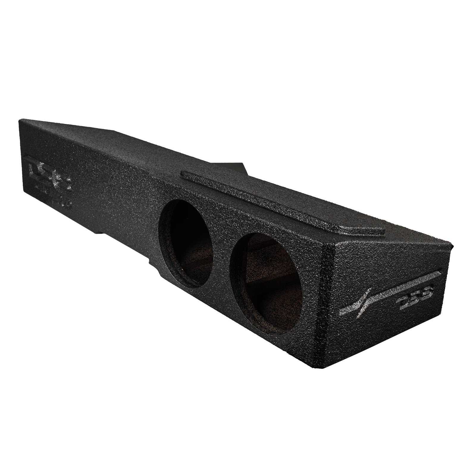 Subwoofer Enclosure for 2007-2026 Chevy/GMC and 2009-2026 Ford F-150/Super Duty Crew Cabs, Dual 8" Under Rear Seat Front-Fire Ported Box, Black Bed Liner Finish - Image 3