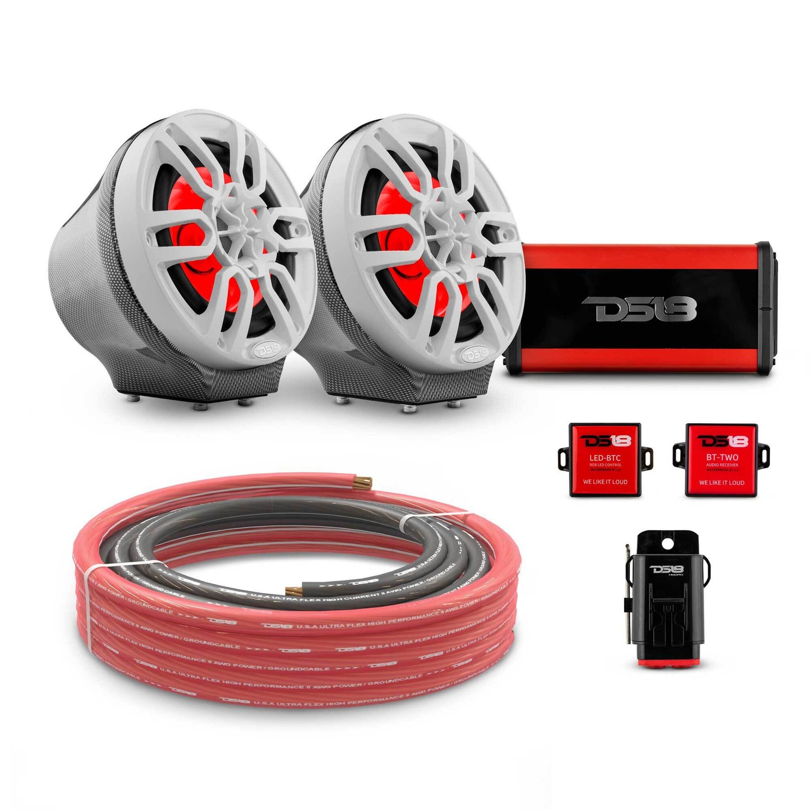 6.5" Loaded Flat Mount Speaker Pods with Amplifier, Installation Kit and RGB LED Lights, Package for Can-Am Spyder & Ryker - Image 21