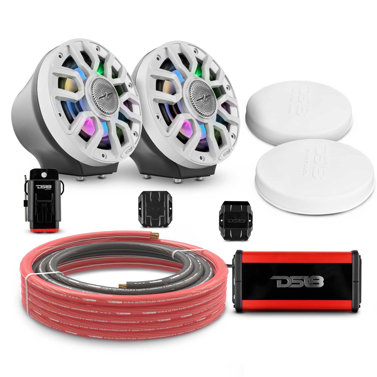 6.5" Loaded Flat Mount Speaker Pods with Amplifier, Installation Kit and Digital LED Lights, Package for Can-Am Spyder & Ryker - Image 5
