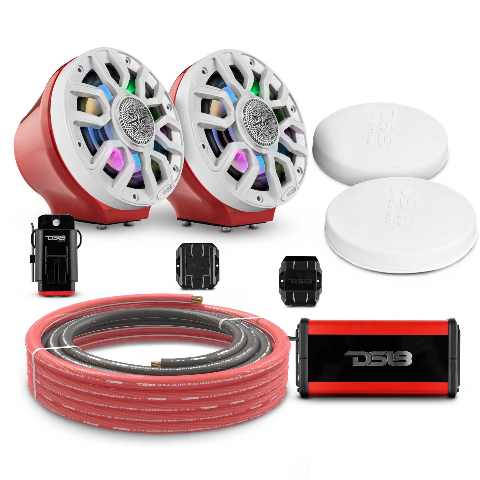 6.5" Loaded Flat Mount Speaker Pods with Amplifier, Installation Kit and Digital LED Lights, Package for Can-Am Spyder & Ryker - Image 9