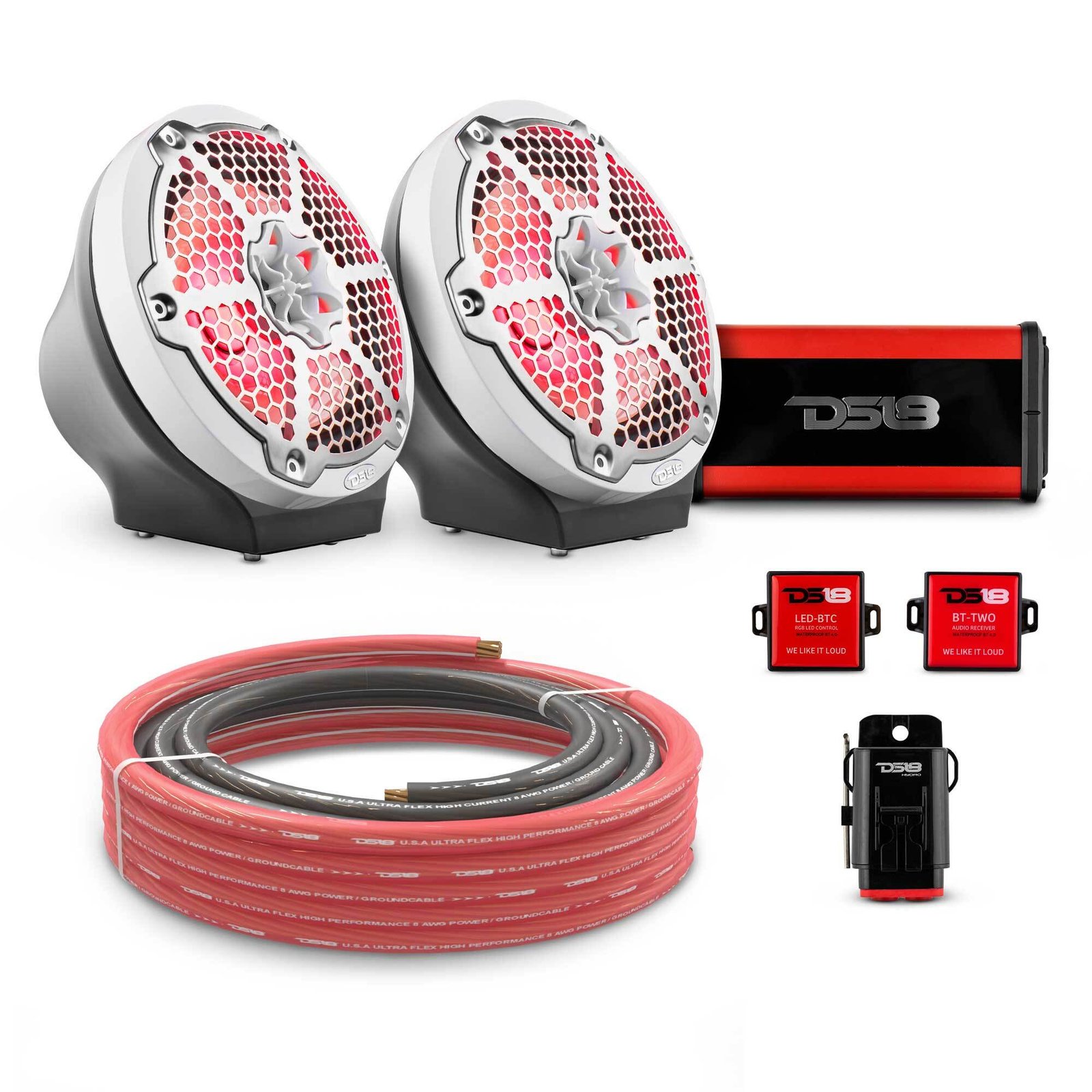8" Loaded Flat Mount Speaker Pods with Amplifier, Installation Kit and RGB LED Lights, Package for Can-Am Spyder & Ryker - Image 6