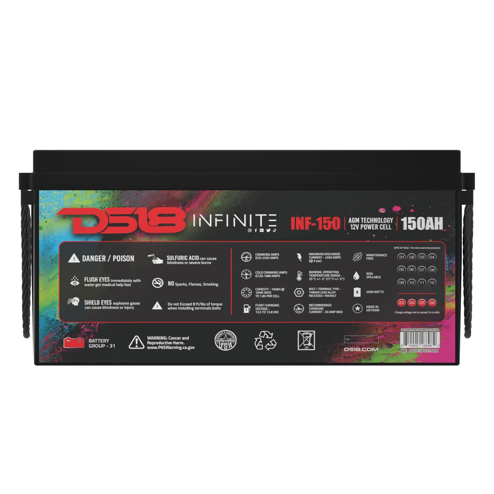INFINITE 150 AH AGM Power Cell 12 Volt Battery - Image 4