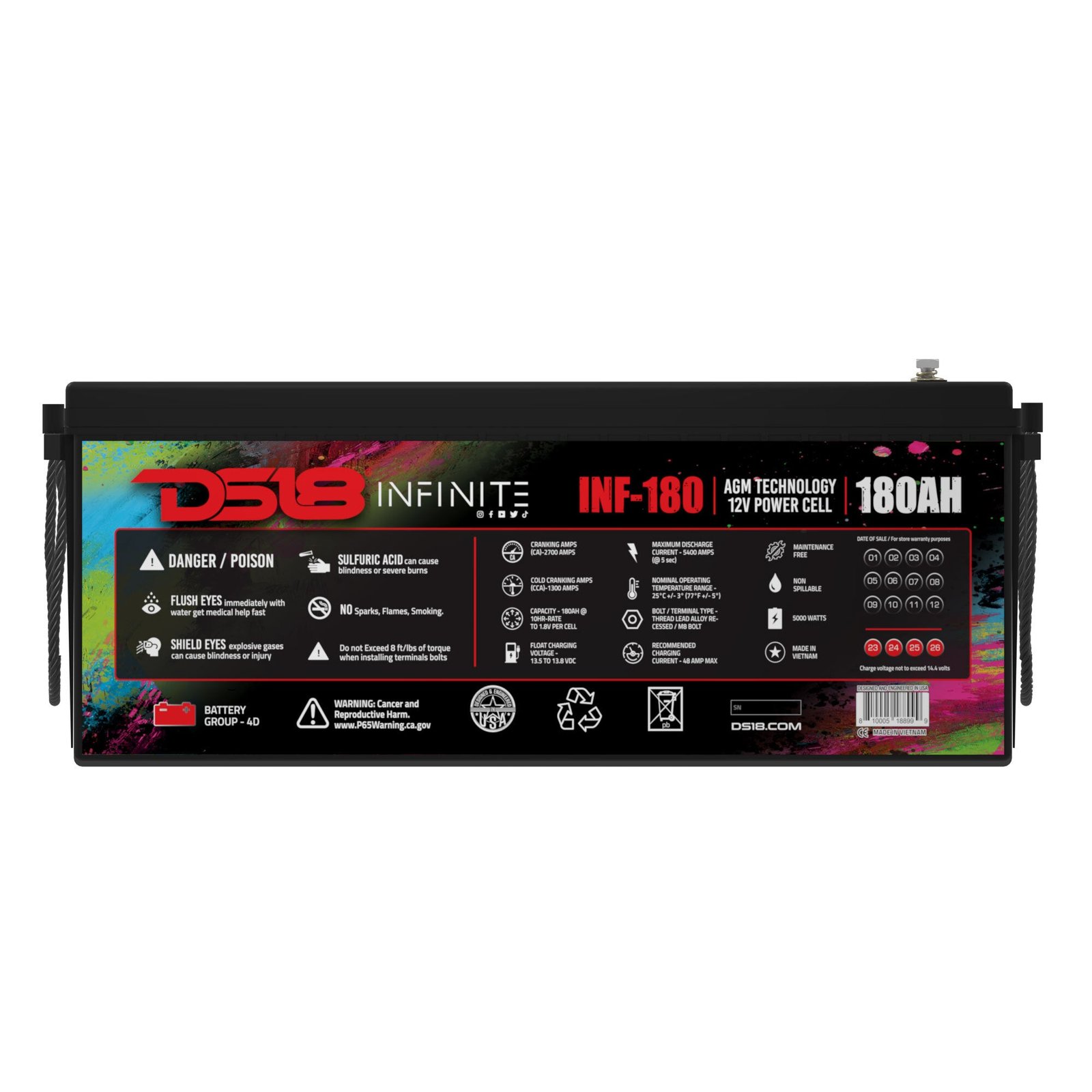 INFINITE 180 AH AGM Power Cell 12 Volt Battery - Image 4