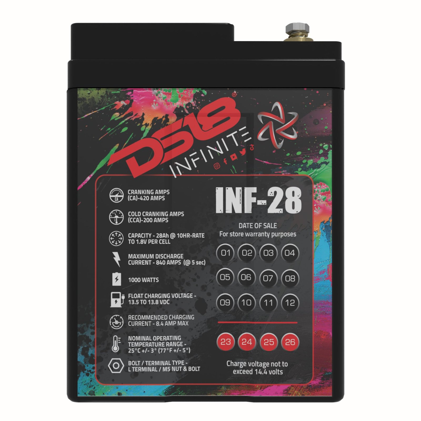 INFINITE 28 AH AGM Power Cell 12 Volt Battery - Image 4