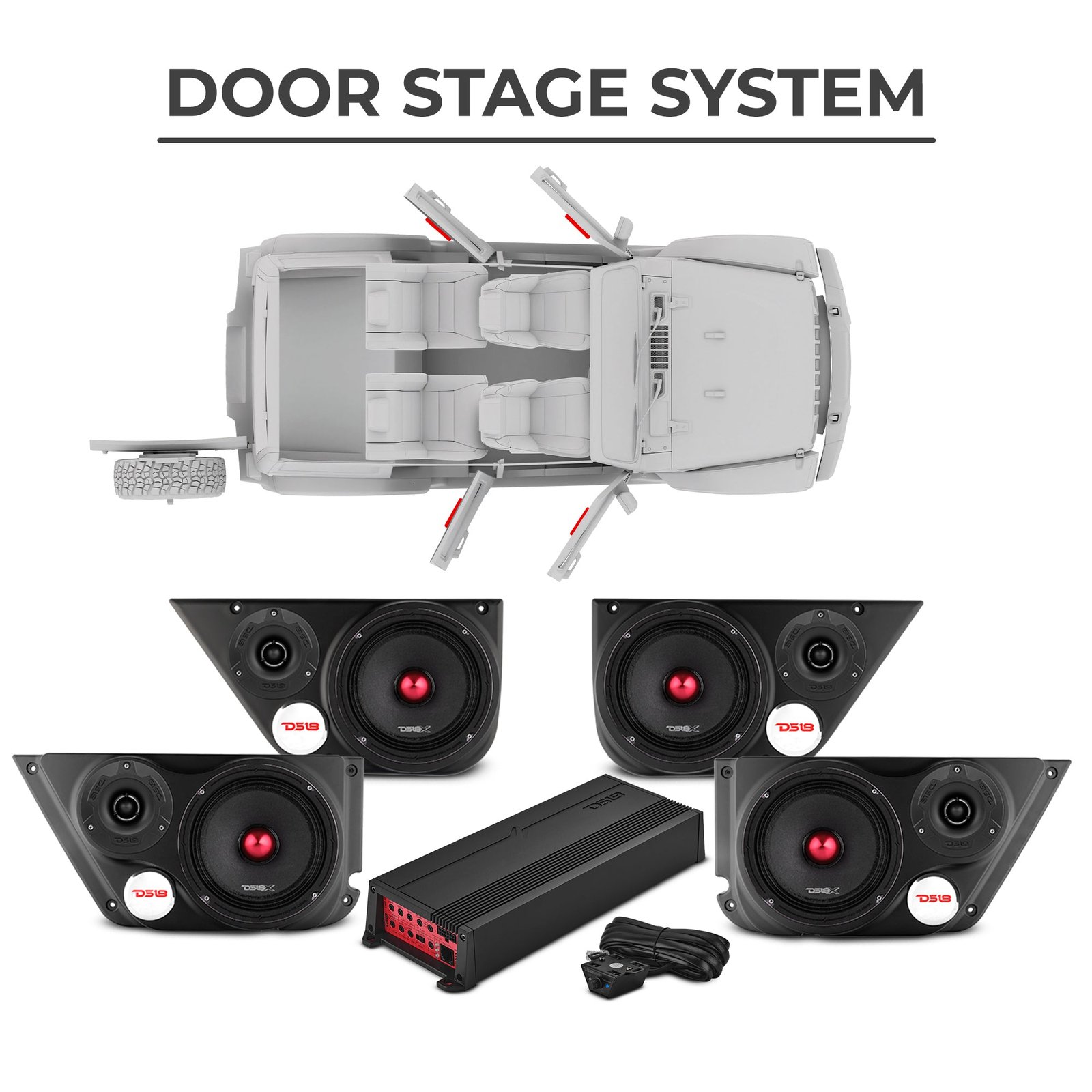 Jeep JKU 2007-2018 Ultimate Package – Loaded Sound Bar, Door Panels, Rear Wheel Subwoofers & Amplifiers - Image 6