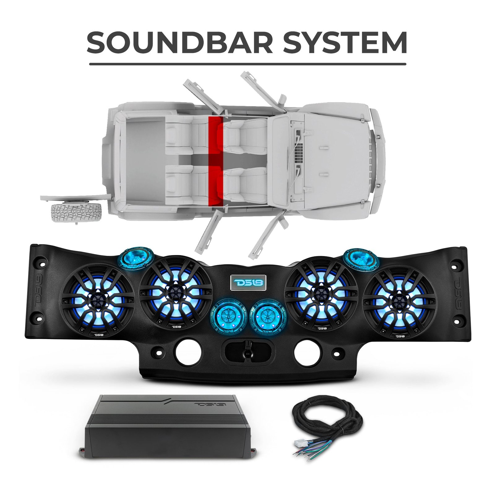 Jeep JKU 2007-2018 Ultimate Package – Loaded Sound Bar, Door Panels, Rear Wheel Subwoofers & Amplifiers - Image 3