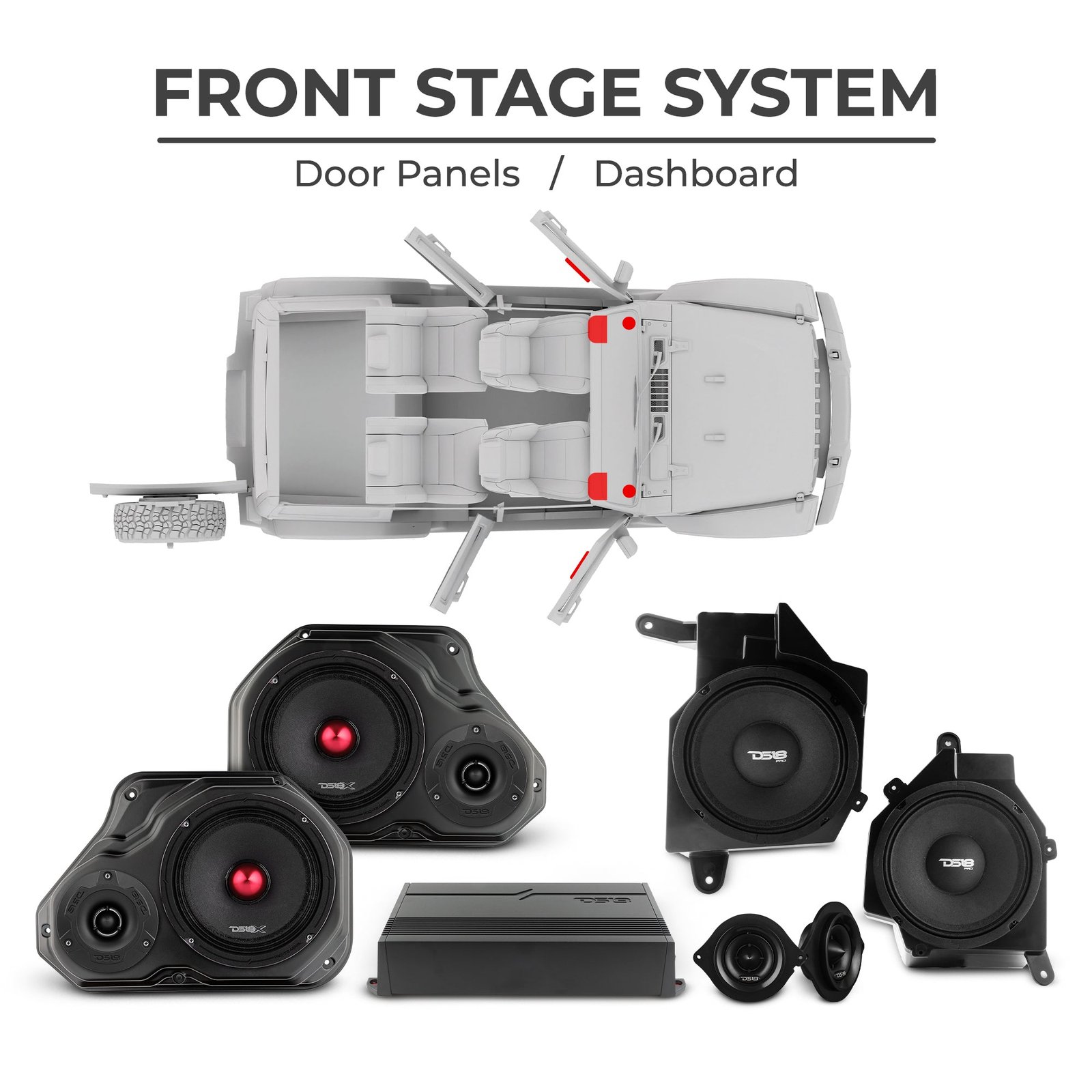 Jeep JLU 2018–2023 Ultimate Package – Loaded Sound Bar, Door Panels, Subwoofers & Amplifiers - Image 4