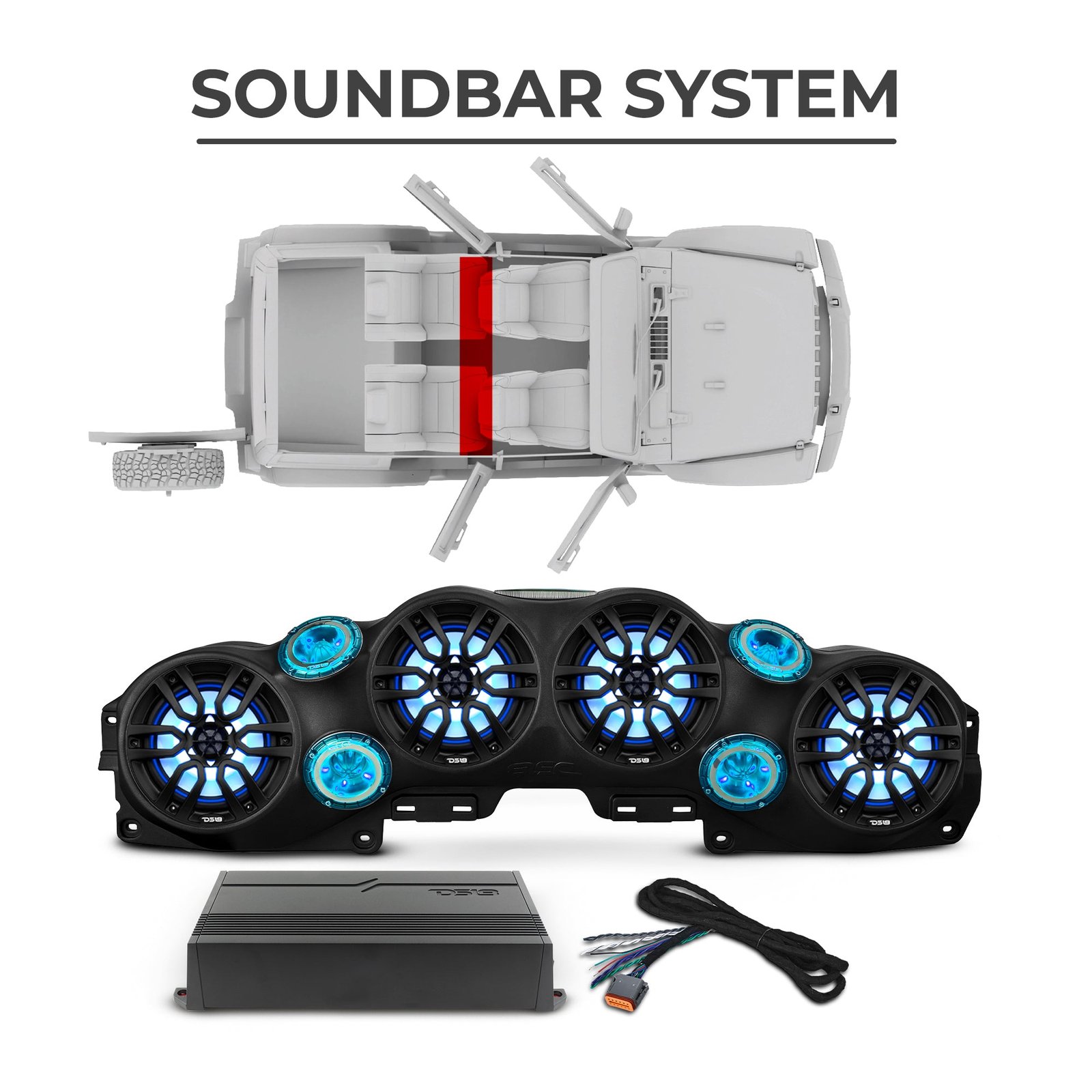 Jeep JLU 2018–2023 Ultimate Package – Loaded Sound Bar, Door Panels, Subwoofers & Amplifiers - Image 3