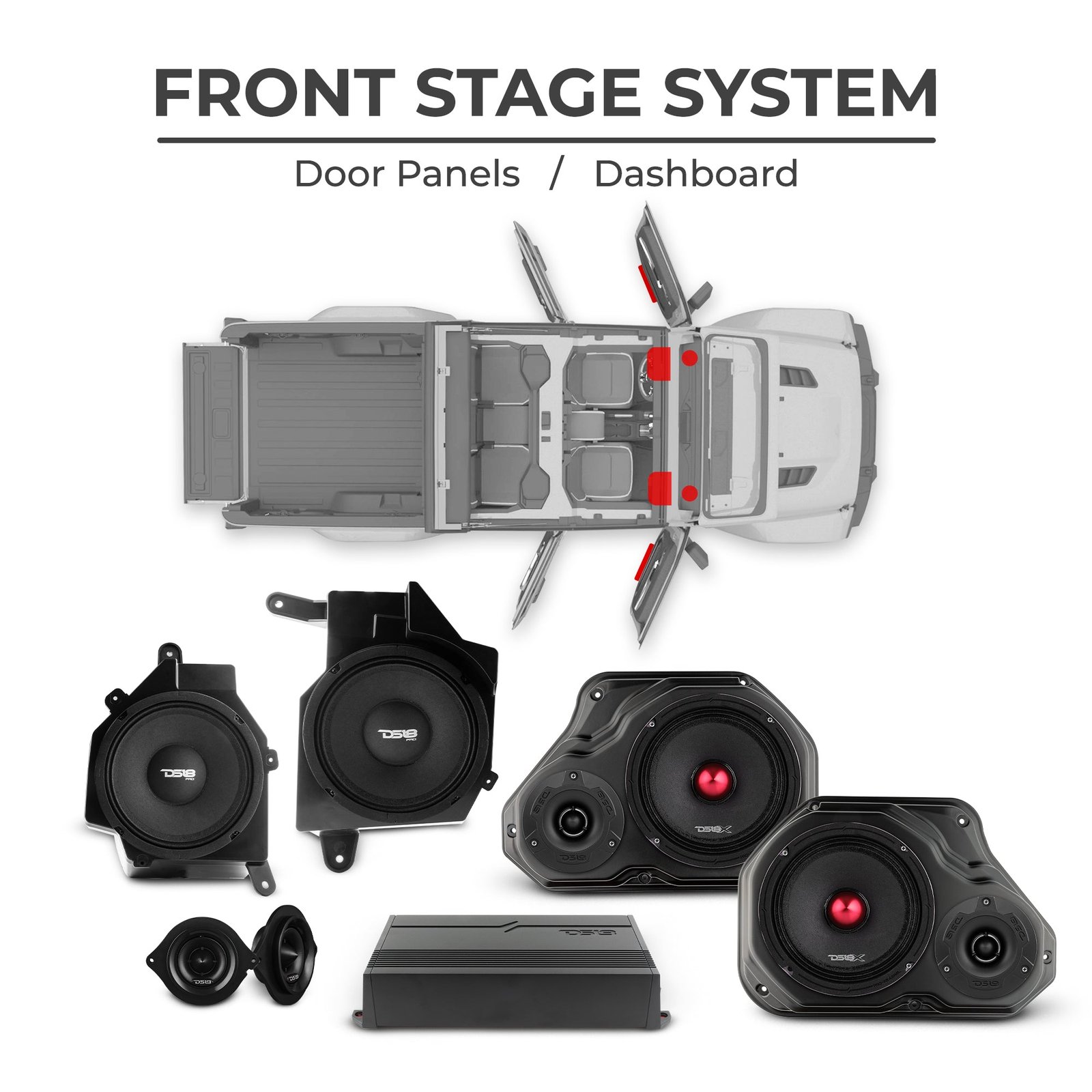 Jeep JT Gladiator 2019–2023 Ultimate Package – Loaded Sound Bar, Door Panels, Subwoofers & Amplifiers - Image 5