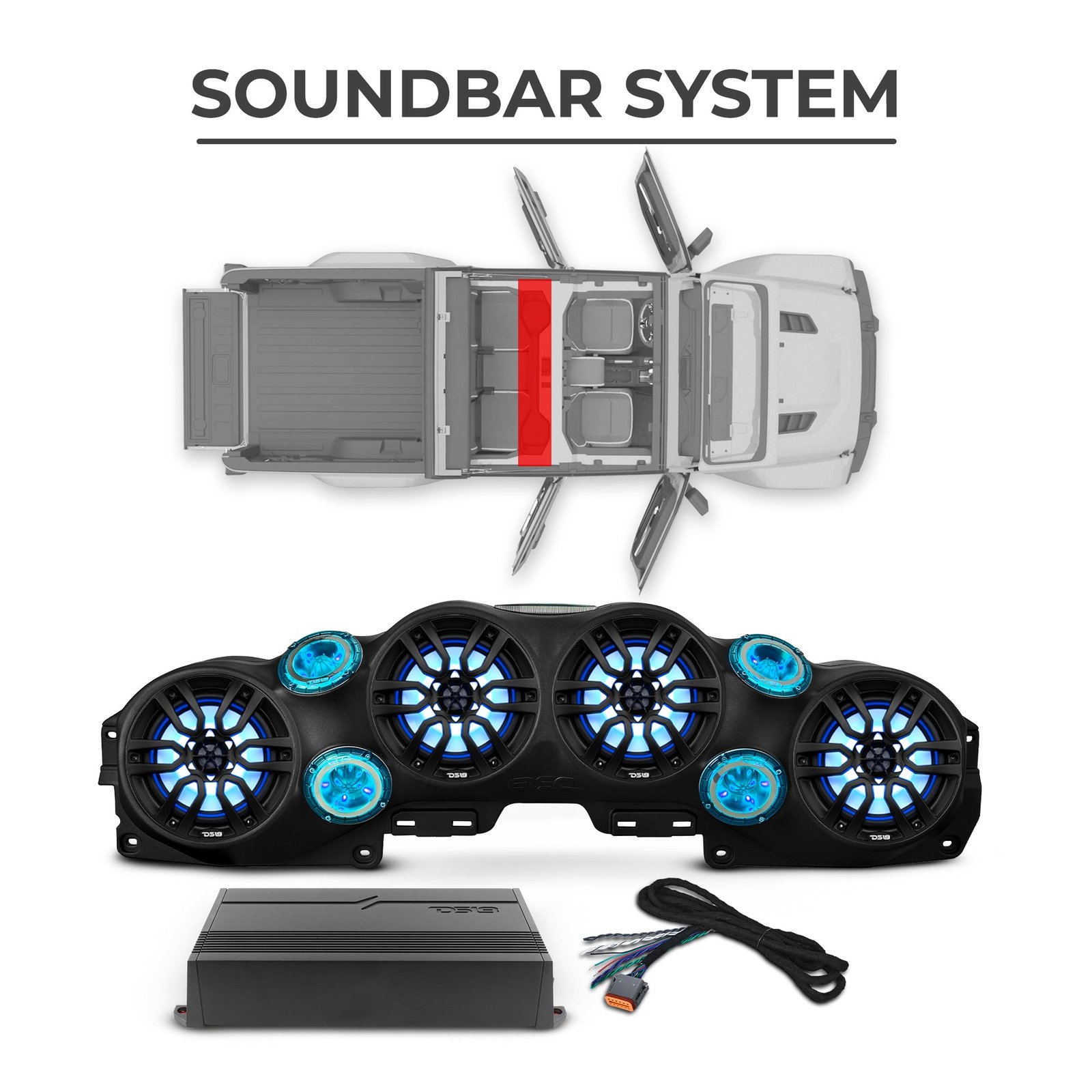 Jeep JT Gladiator 2019–2023 Ultimate Package – Loaded Sound Bar, Door Panels, Subwoofers & Amplifiers - Image 3