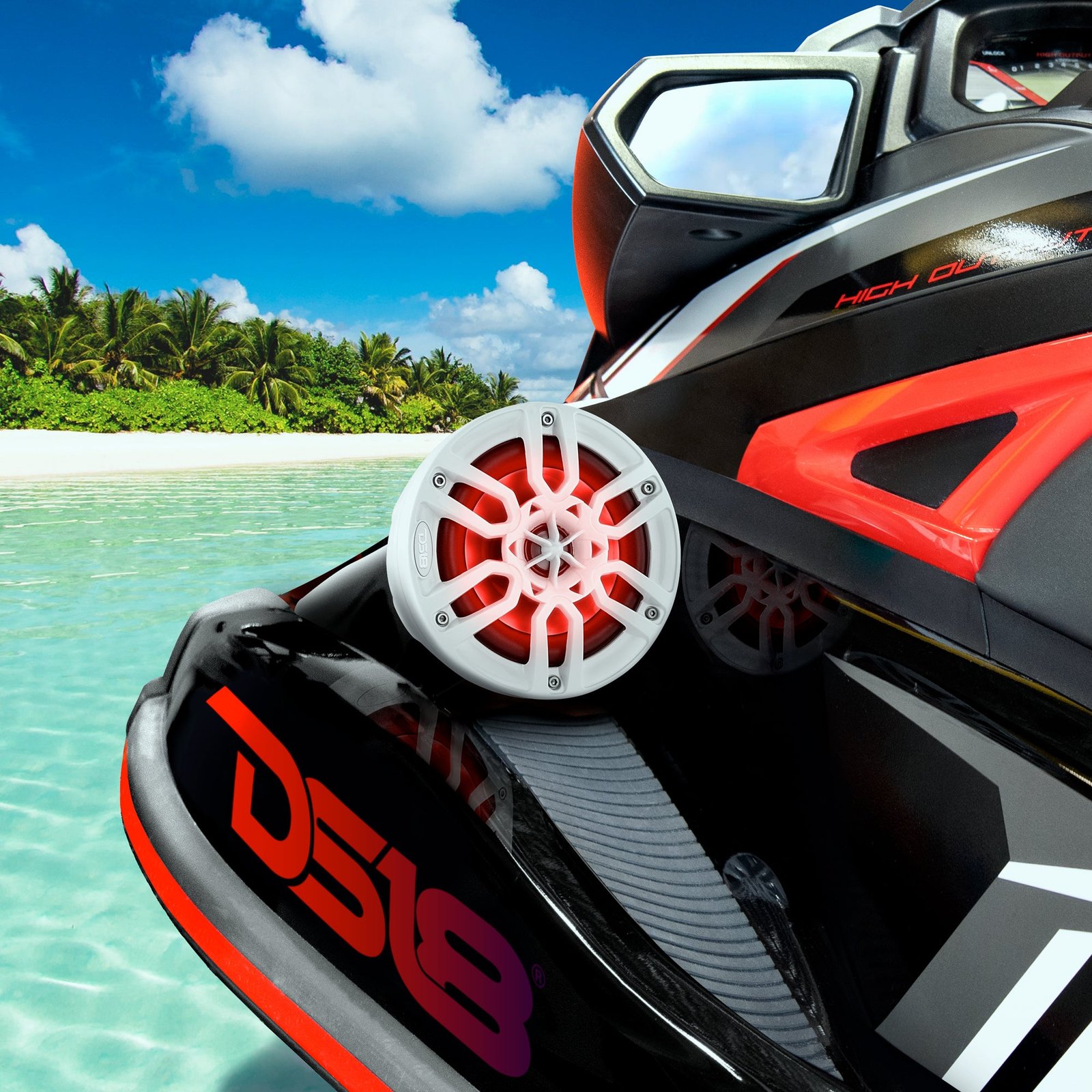 6.5" Compact Speaker Tower with Marine Amplifier, Installation Kit, and RGB LED Lights - Perfect Package for Jet Ski - Image 3