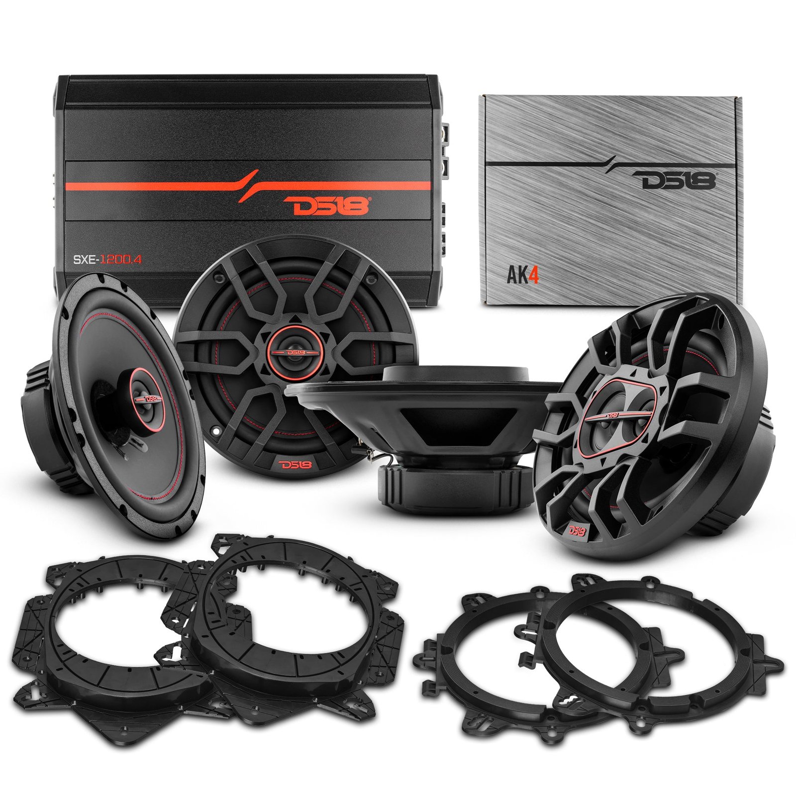 Car Audio Package: 6.5" & 6x9" Coaxial Speakers with OEM Speaker Adapters, Amplifier, and Wiring Kit