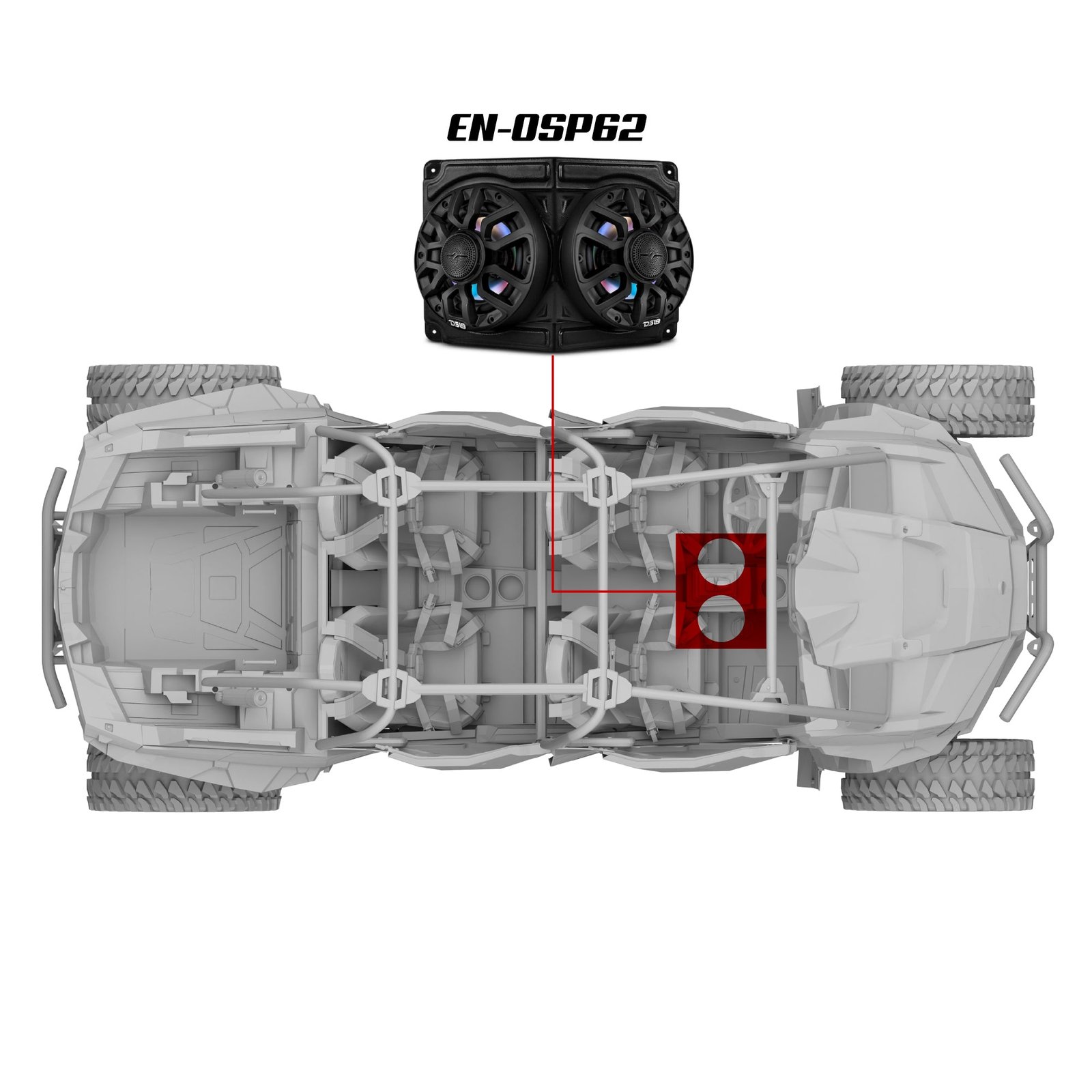 Polaris RZR / RZR PRO Overhead Enclosure With Amplifier and Installation Kit - Loaded with 2x 6.5" 2-Way Marine Speakers With Digital LED Lights - Image 3