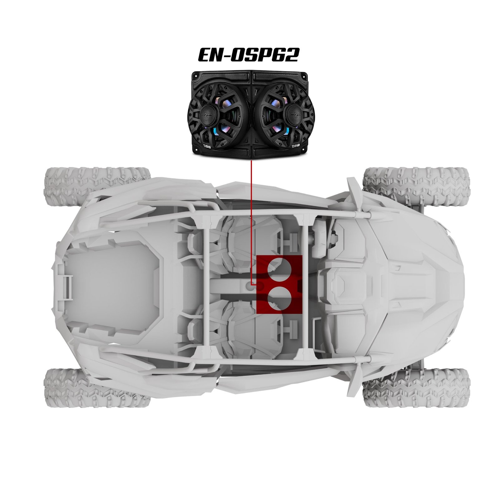 Polaris RZR / RZR PRO Overhead Enclosure With Amplifier and Installation Kit - Loaded with 2x 6.5" 2-Way Marine Speakers With Digital LED Lights - Image 2