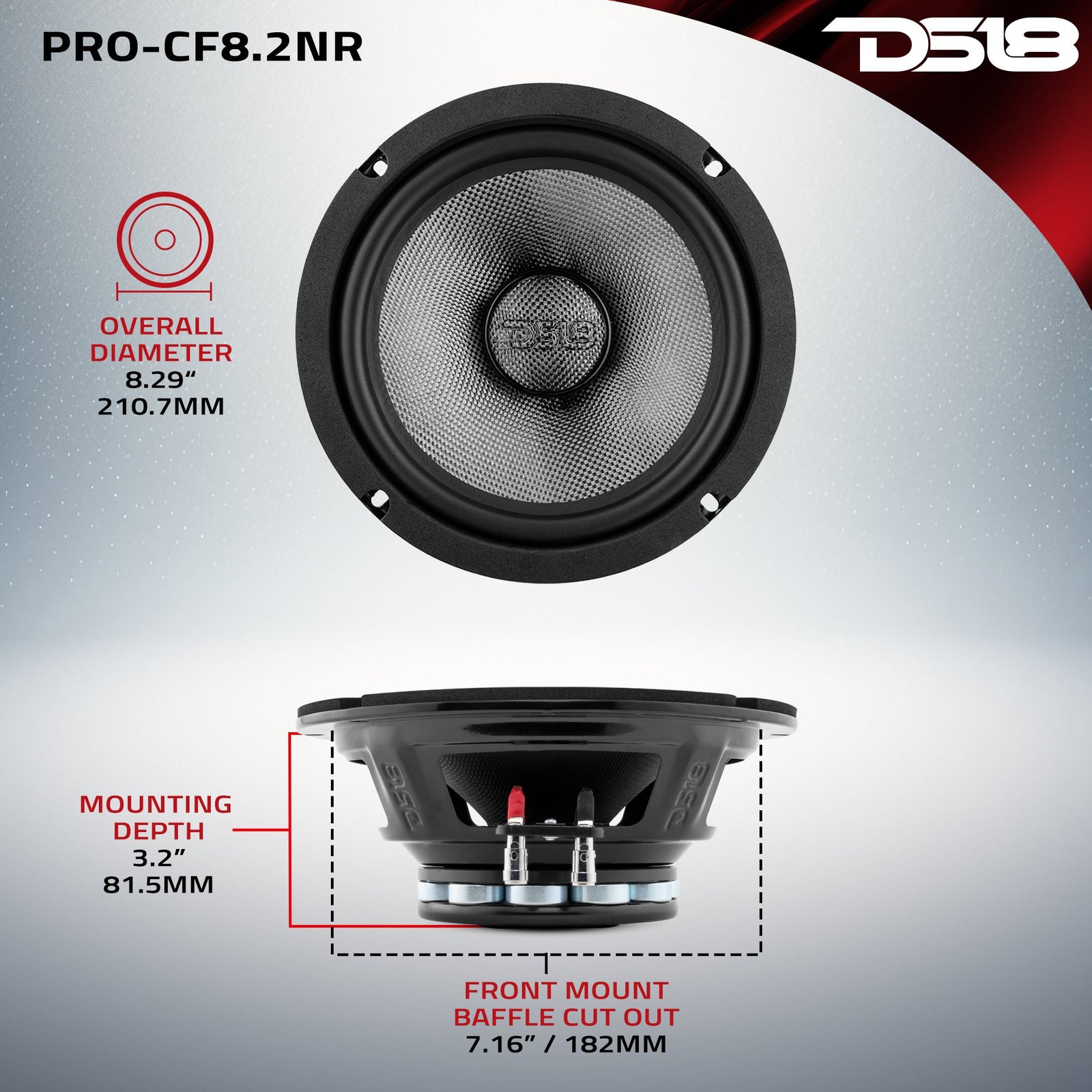 PRO 8" Neodymium Carbon Fiber Water resistant Cone Mid-Bass Loudspeaker 300 Watts Rms 2-Ohm - Image 7
