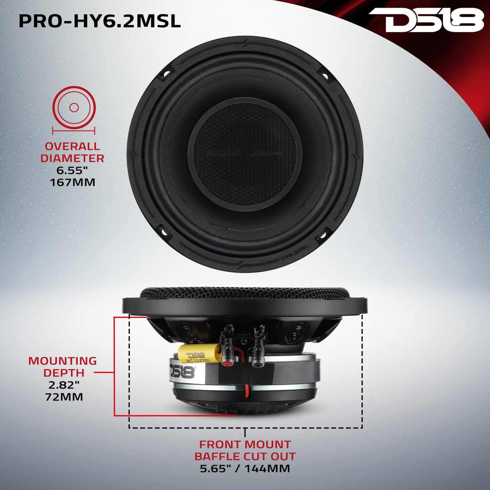PRO 6.5" Hybrid Slim Loudspeaker with a 1" Compression Driver Horn | 150W RMS 2-Ohm - Image 12