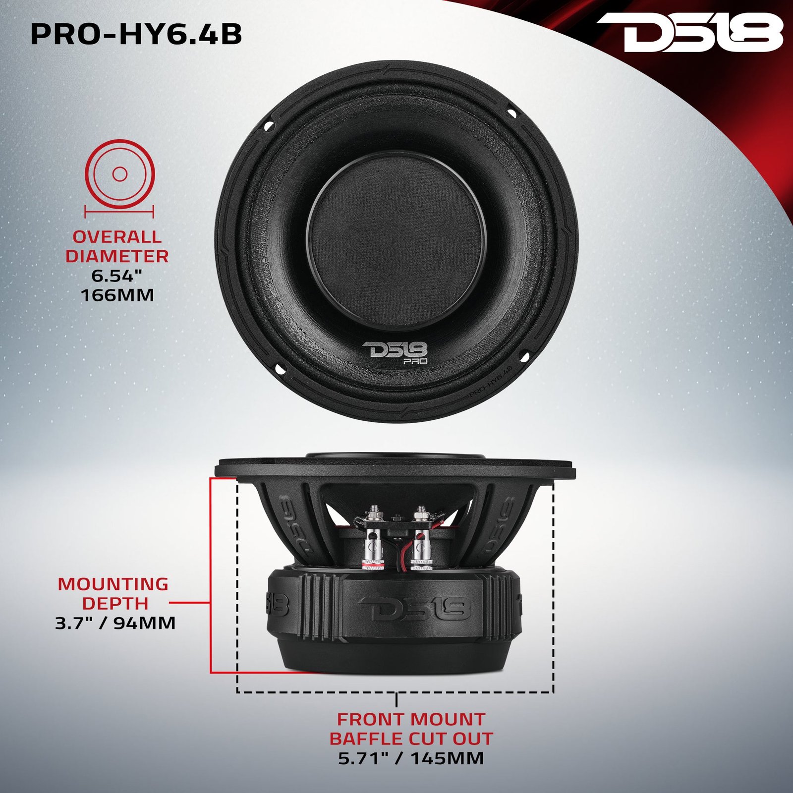 PRO 6.5" Coaxial Hybrid Mid-Range Water resistant Cone Loudspeaker with Built-in Driver 225 Watts Rms 4-Ohm - Image 5