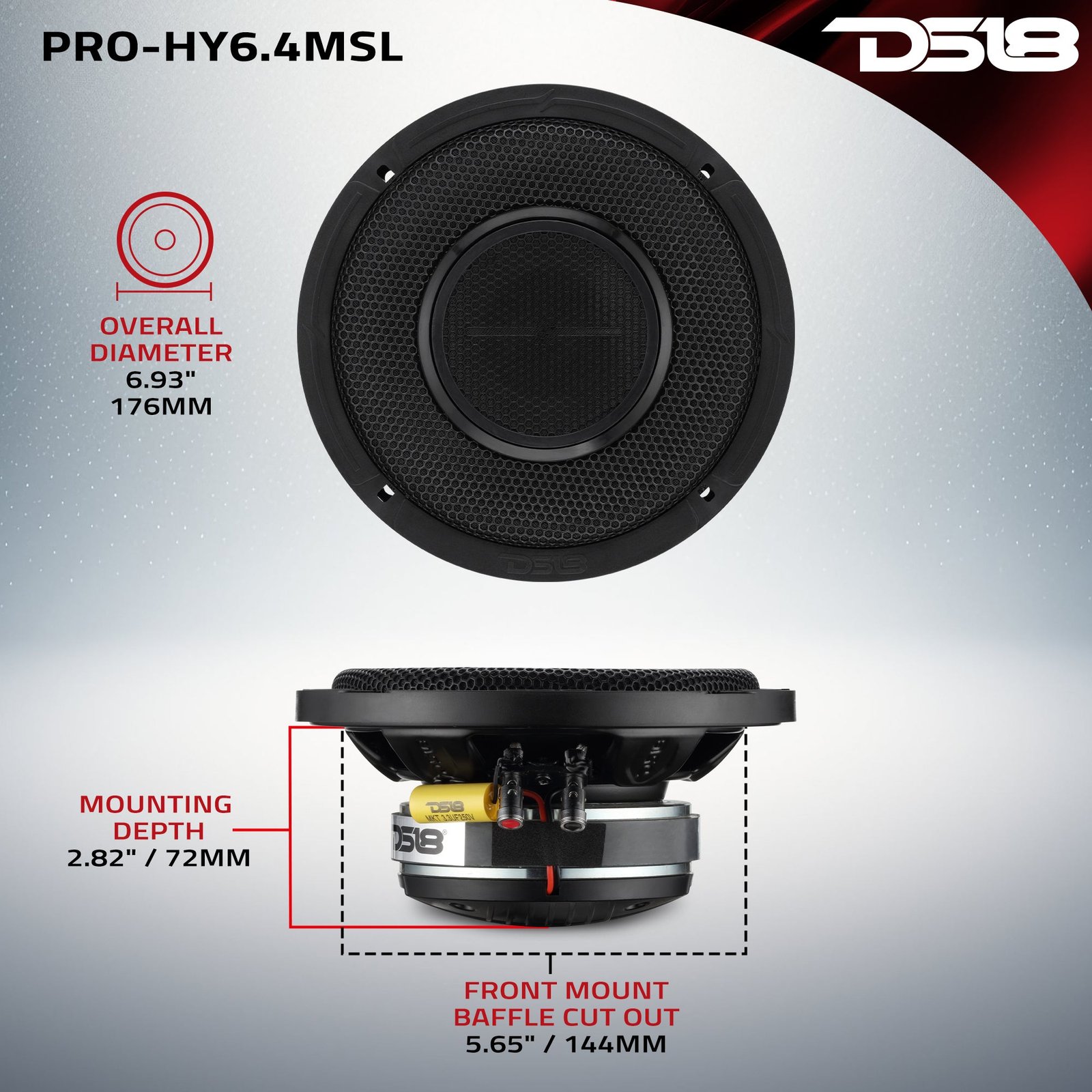 PRO 6.5" Shallow Coaxial Hybrid Mid-Range Loudspeaker with Built-in Driver | 150W RMS 4-Ohm - Image 12
