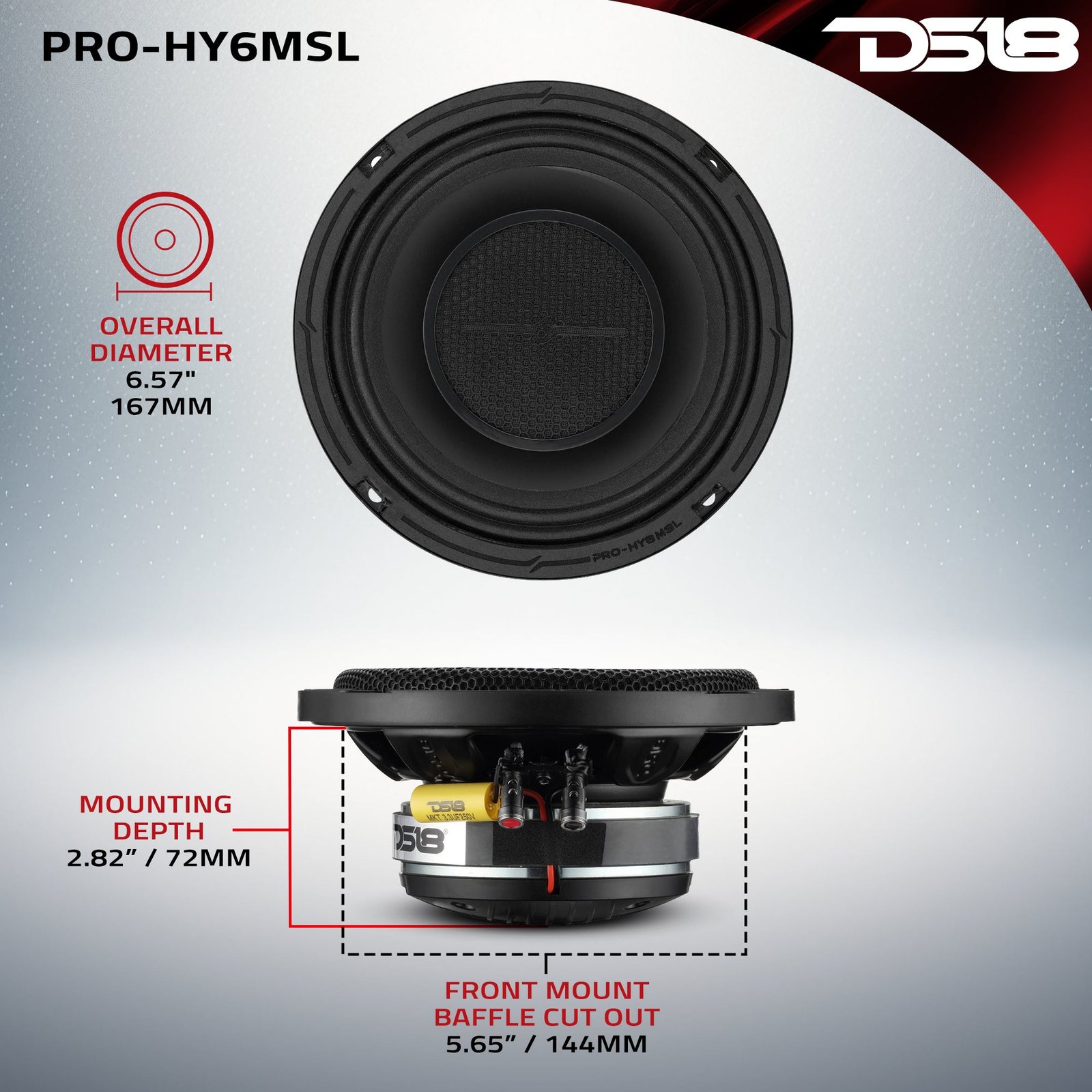 PRO 6.5" Shallow Coaxial Hybrid Mid-Range Loudspeaker with Built-in Driver | 150W RMS 8-Ohm - Image 12