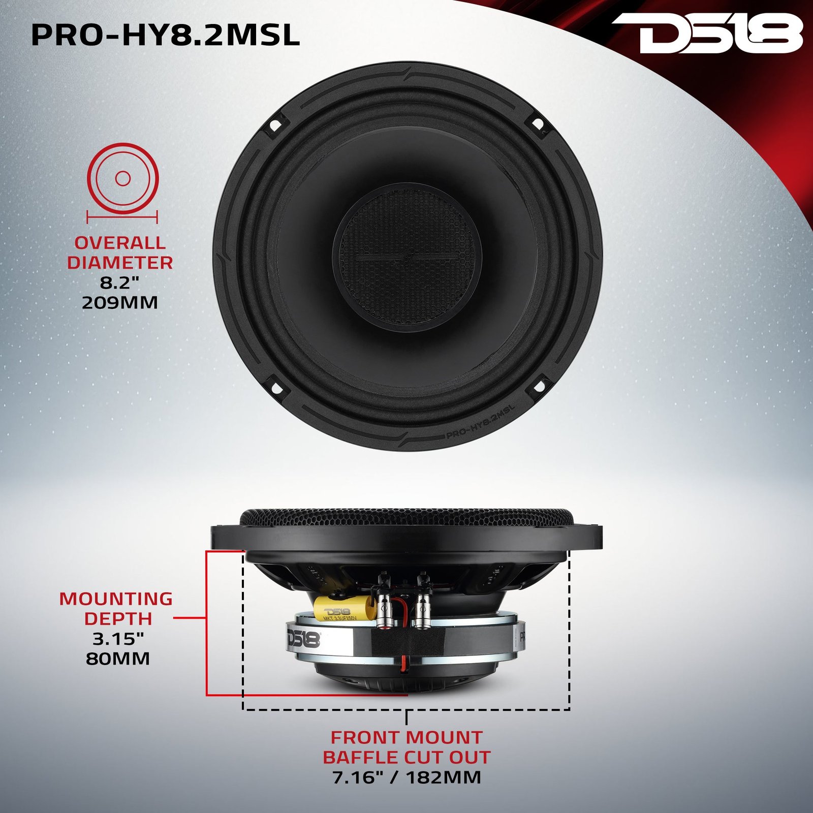 PRO 8" Hybrid Slim Loudspeaker with a 1" Compression Driver Horn | 200W RMS 2-Ohm - Image 11