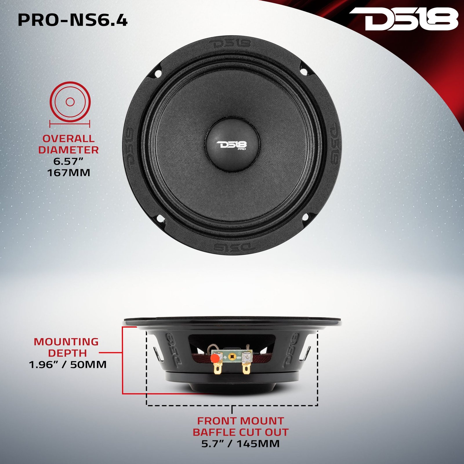 PRO 6.5" Shallow Neodymium Full-Range Loudspeaker 150 Watts Rms 4-Ohm - Image 6