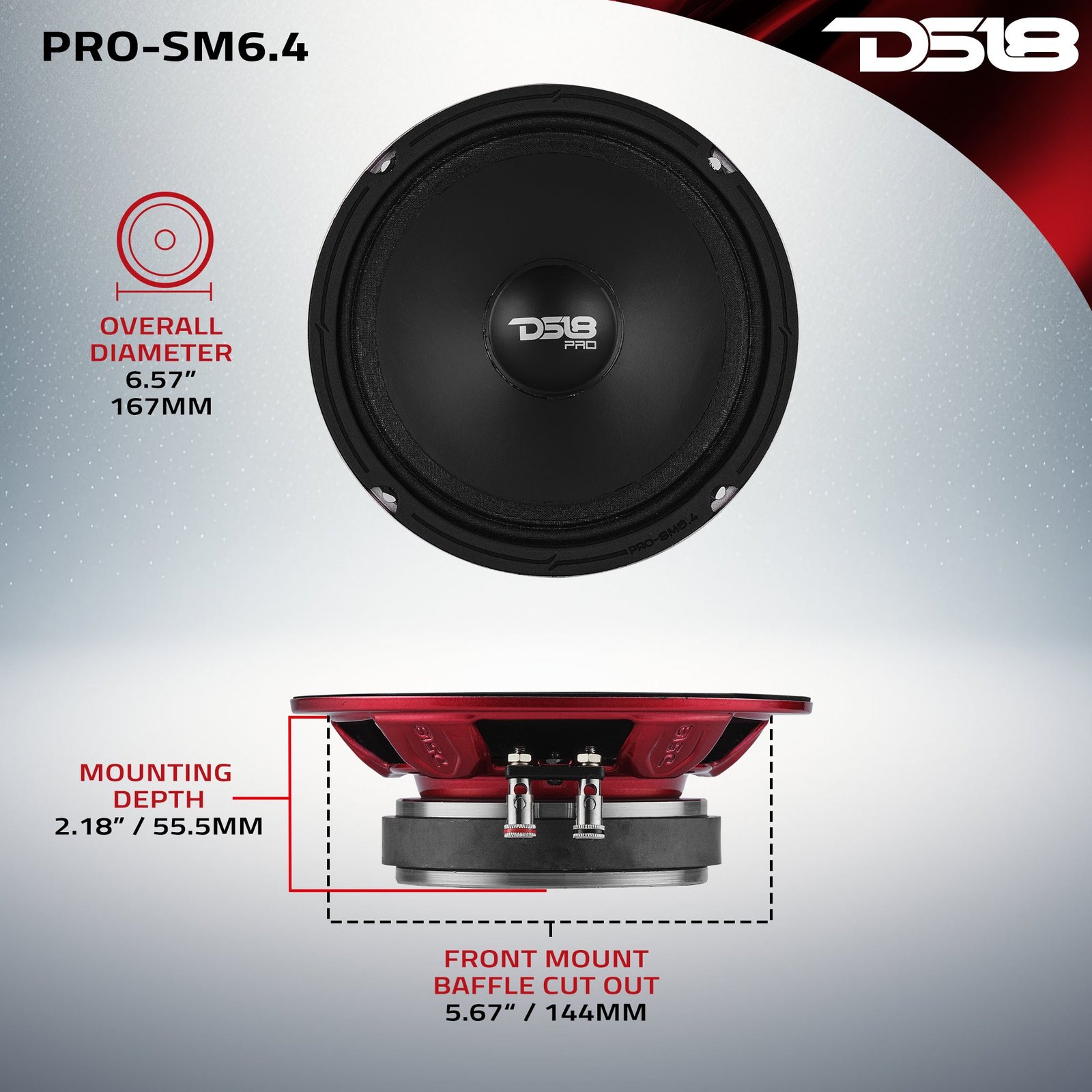 PRO 6.5" Slim Mid-Range Loudspeaker with Water-Resistant Cone | 200W RMS 4-Ohm - Image 7