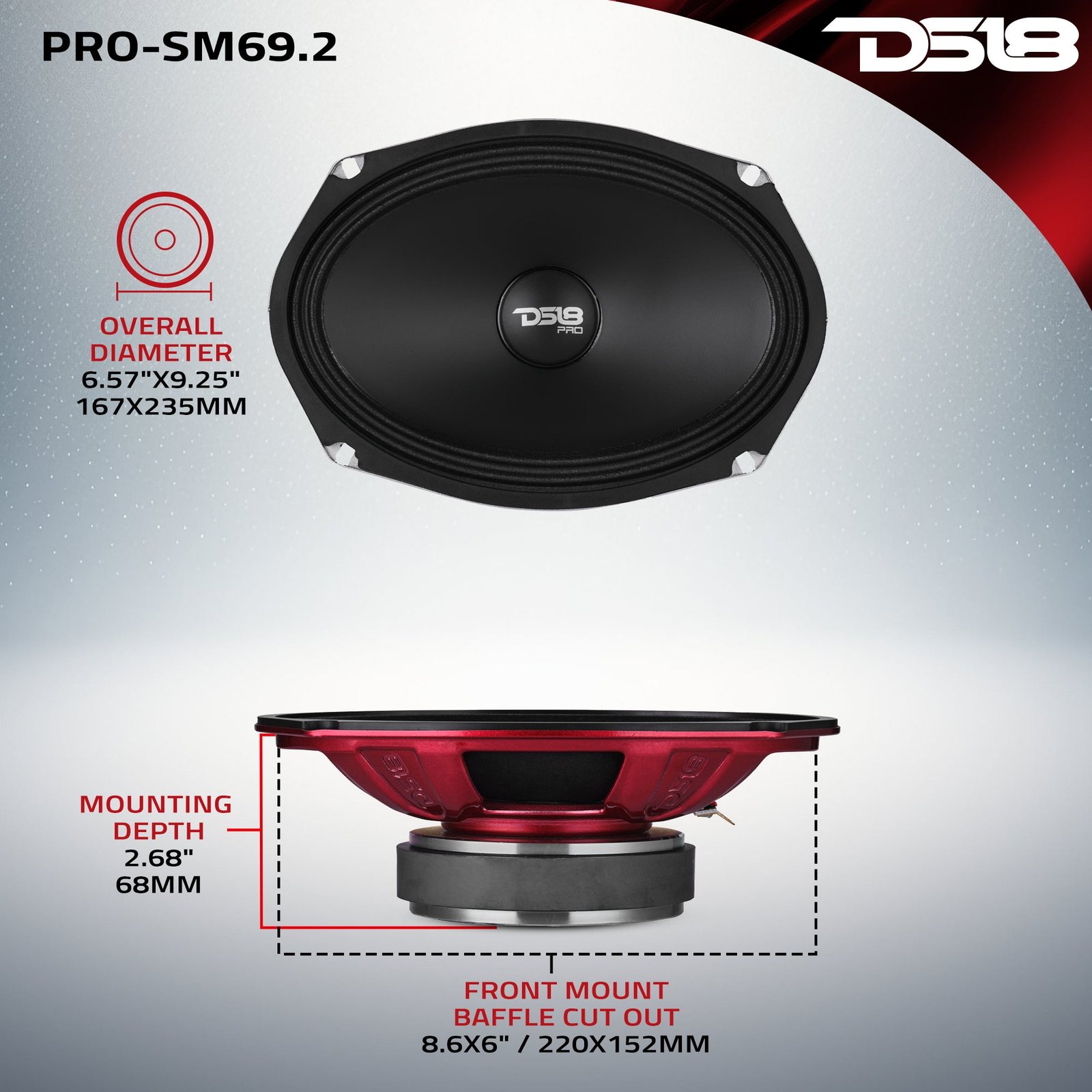 PRO 6x9" Slim Water-Resistant Mid-Range Loudspeaker | 250W RMS 2-Ohm - Image 8