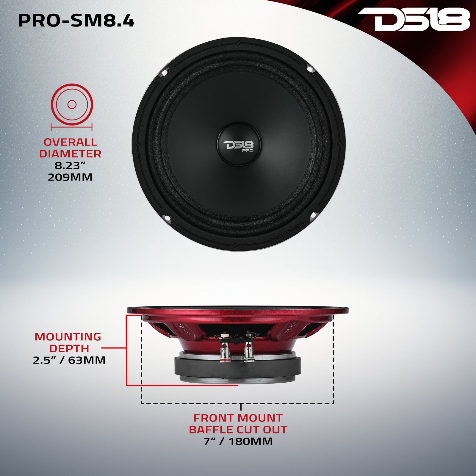 PRO 8" Slim Water-Resistant Midrange Loudspeaker | 250W RMS 4-Ohm - Image 7
