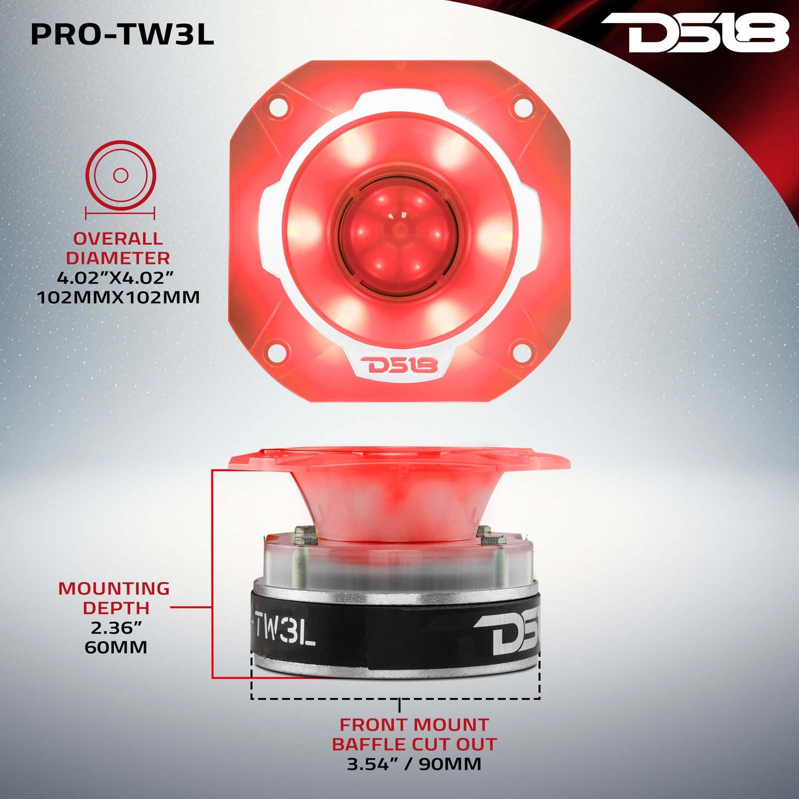4" Super Bullet Tweeter 250 Watts 1.5" Titanium 4-Ohm Vc with RGB LED Lights - Image 7