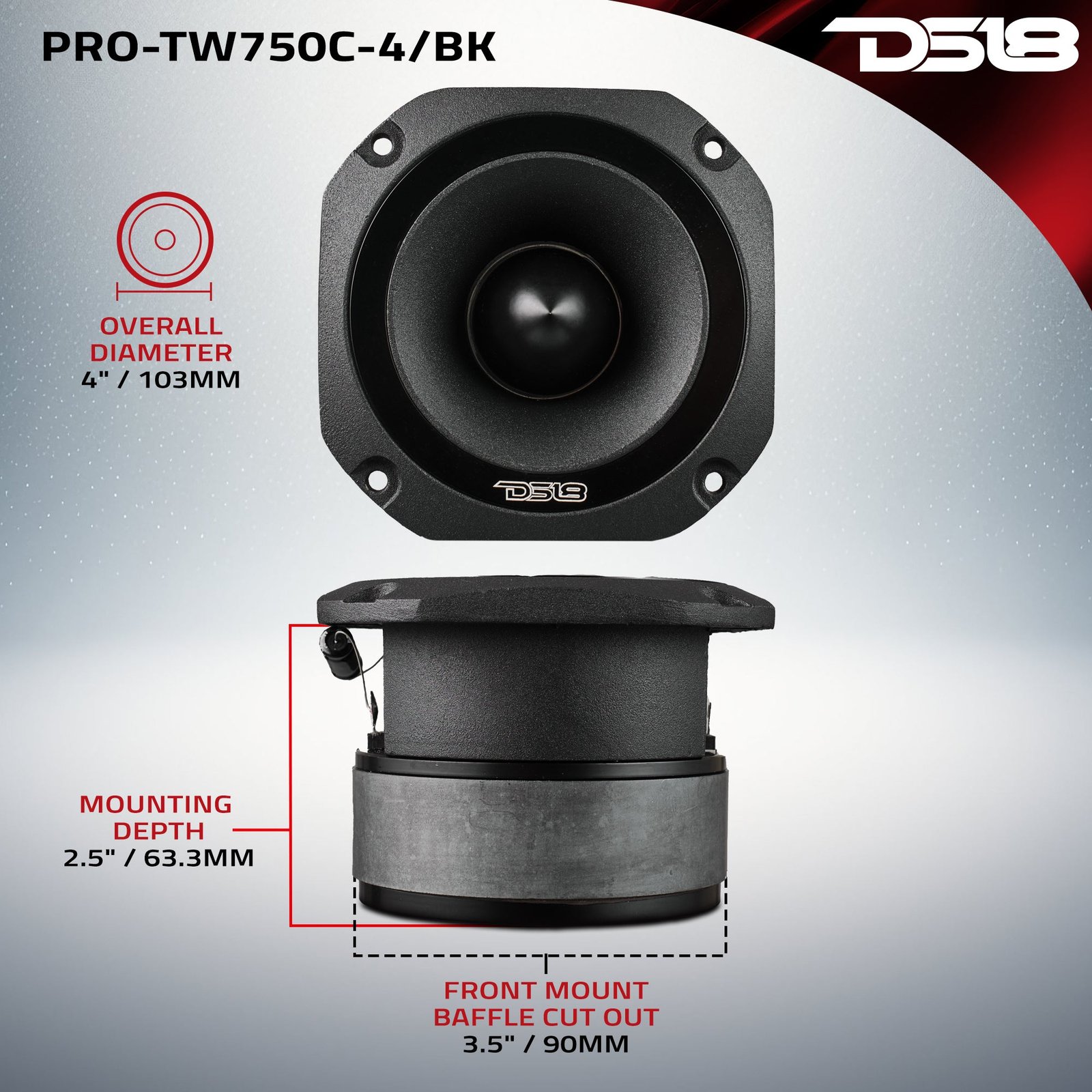 4” Super Bullet Tweeter with 1.5” Titanium Voice Coil and Oversized Ferrite Magnet 200 Watts 4-Ohm - Image 7