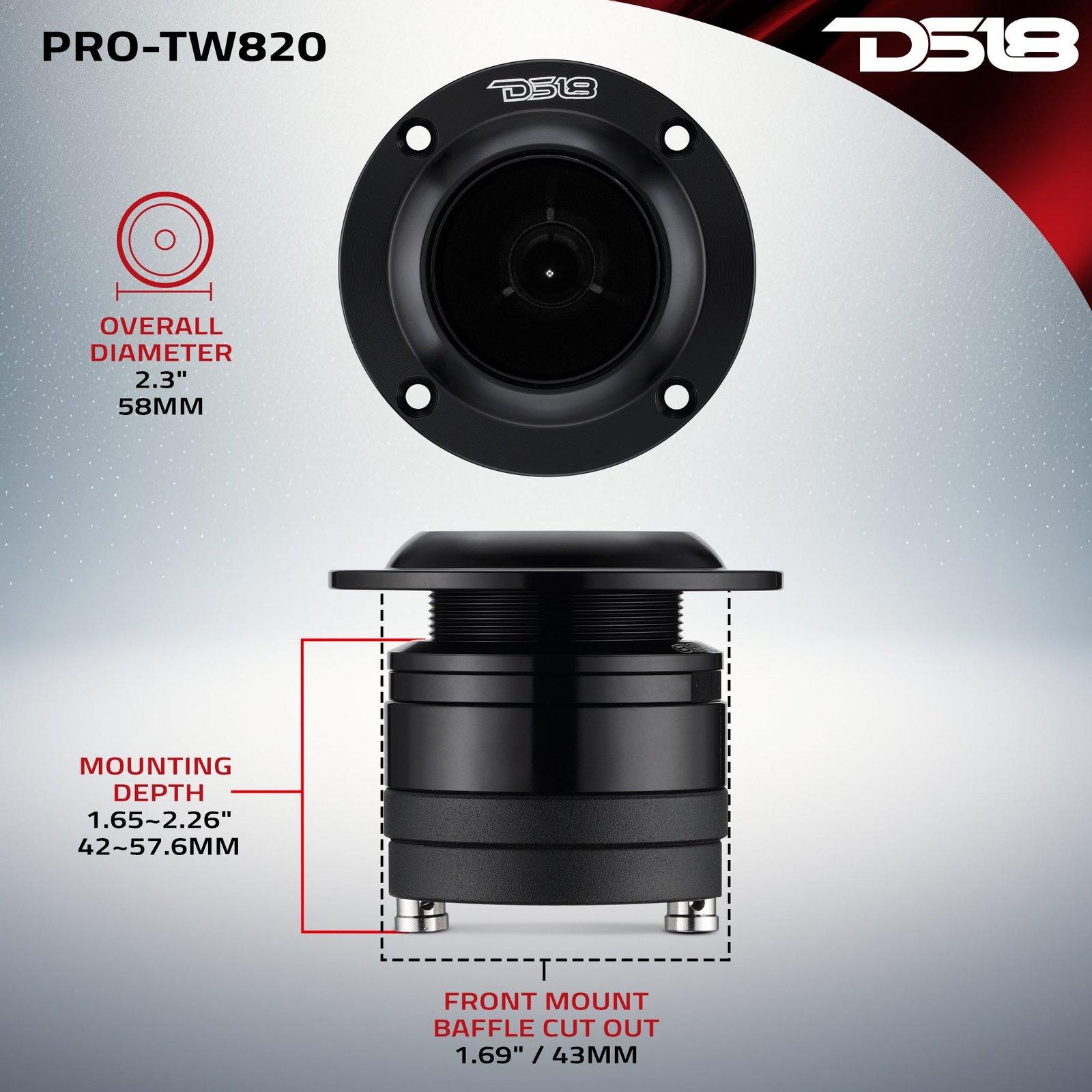 2.3" High Compression Neodymium Super Bullet Tweeter 100 Watts 1.4" Aluminum 4-Ohm Vc - Image 7