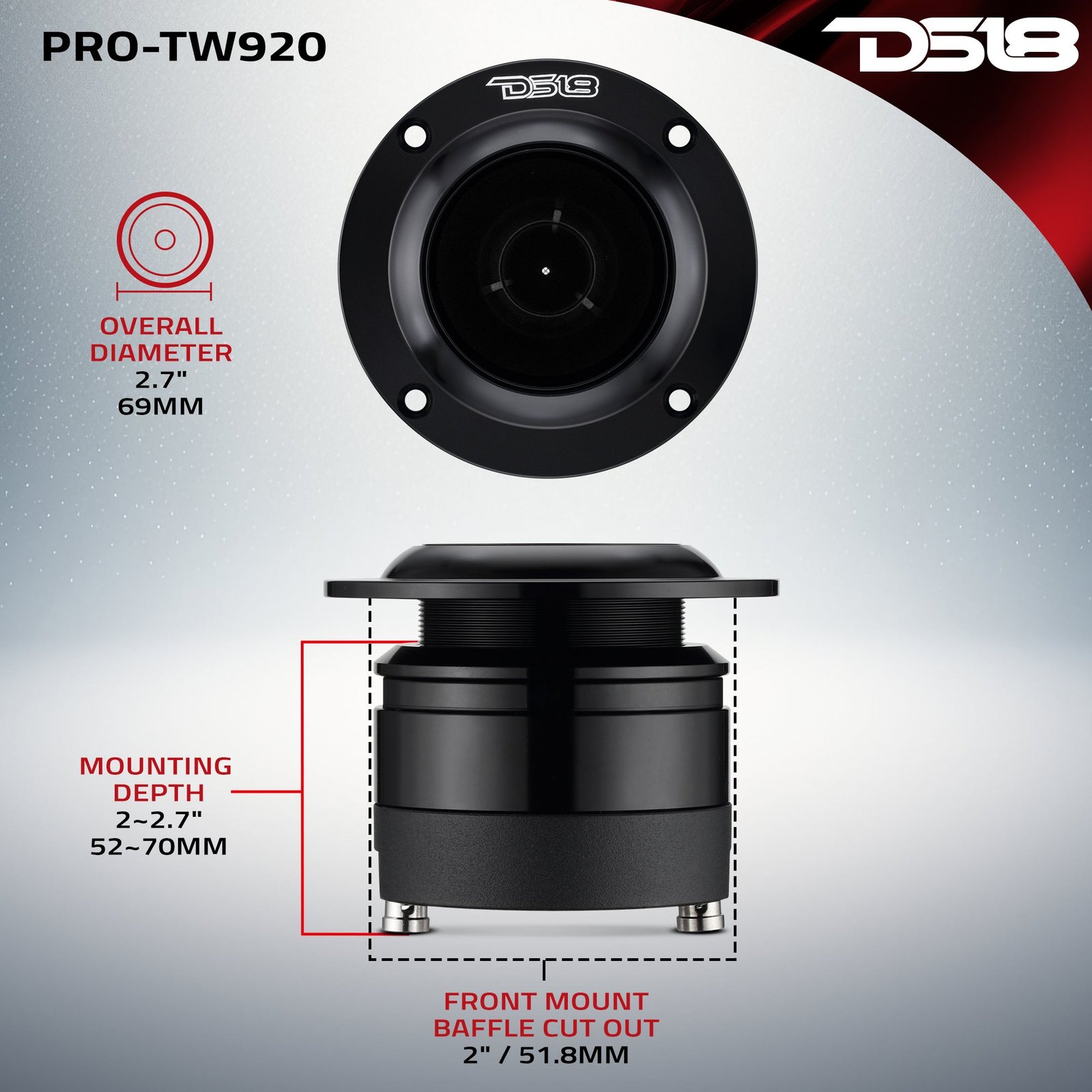 2.7" High Compression Neodymium Super Bullet Tweeter 160 Watts 1.4" Titanium 4-Ohm Vc - Image 7
