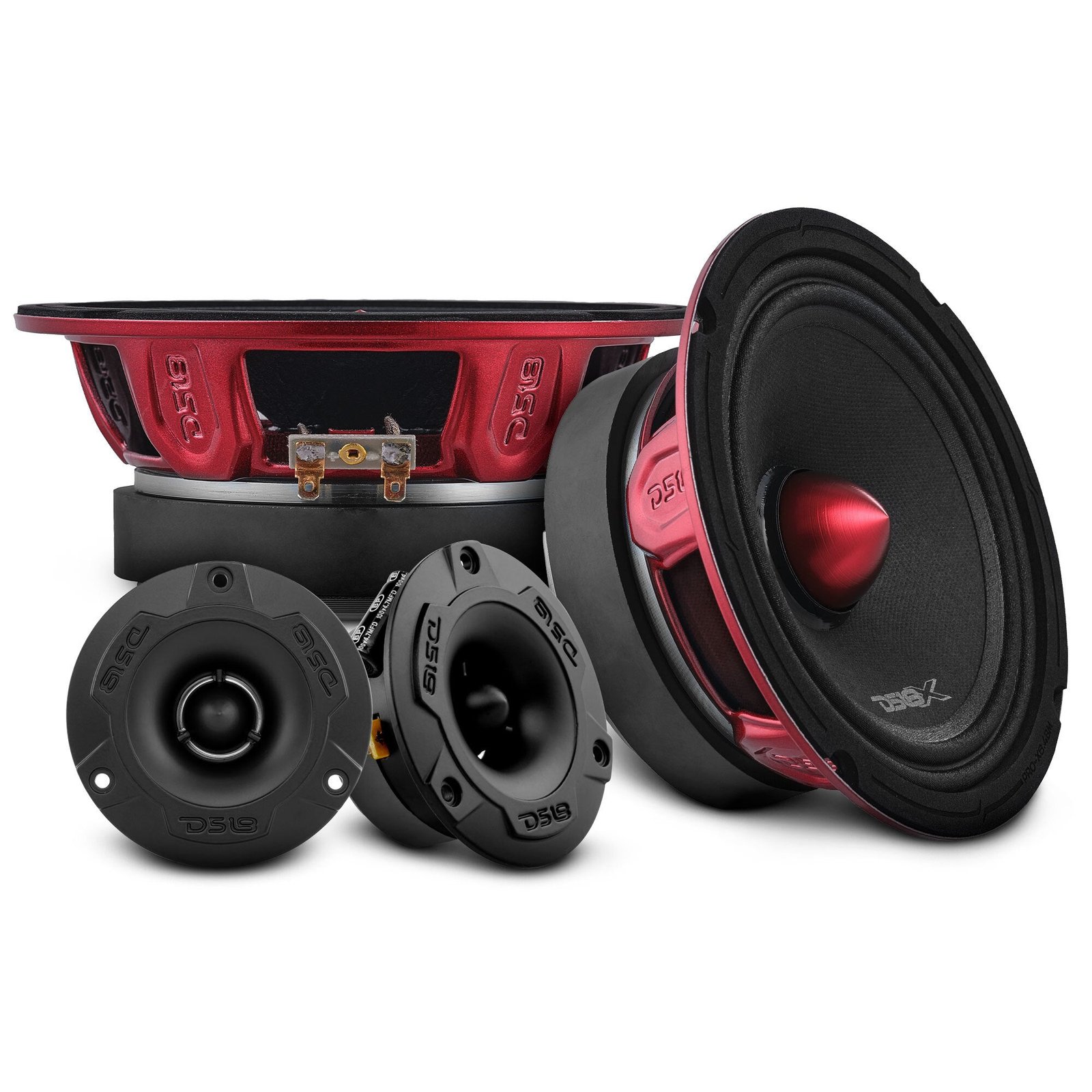 Pro Audio Bundle: 6.5" Midrange Speakers and 3.8" Bullet Tweeters with OEM Speaker Adapters, Amplifier, and Wiring Kit - Image 2