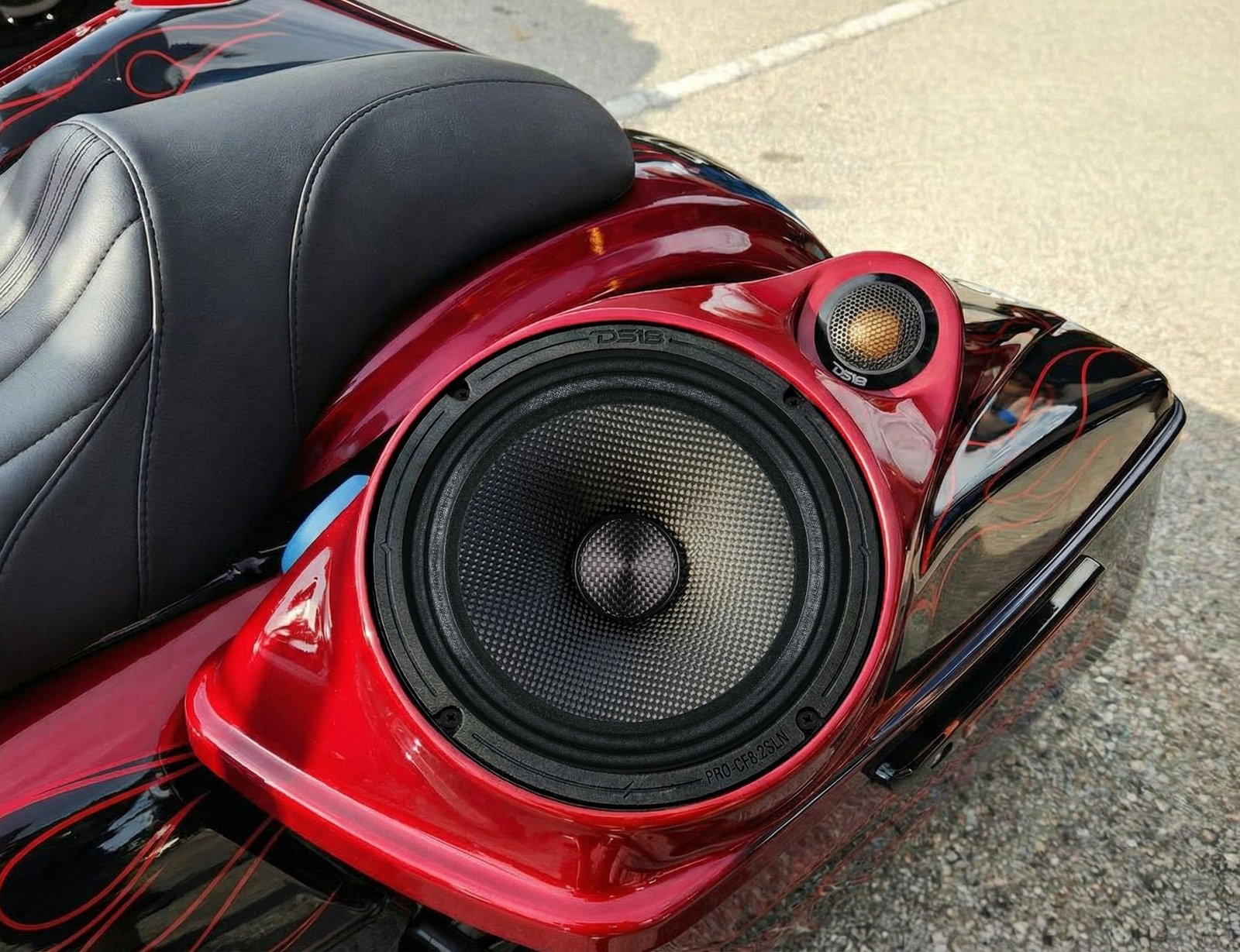 8” Slim Motorcycle & Motorsports Loudspeaker With Neodymium Magnet and Water Resistant Carbon Fiber Cone | 200W RMS 2-Ohm - Image 2