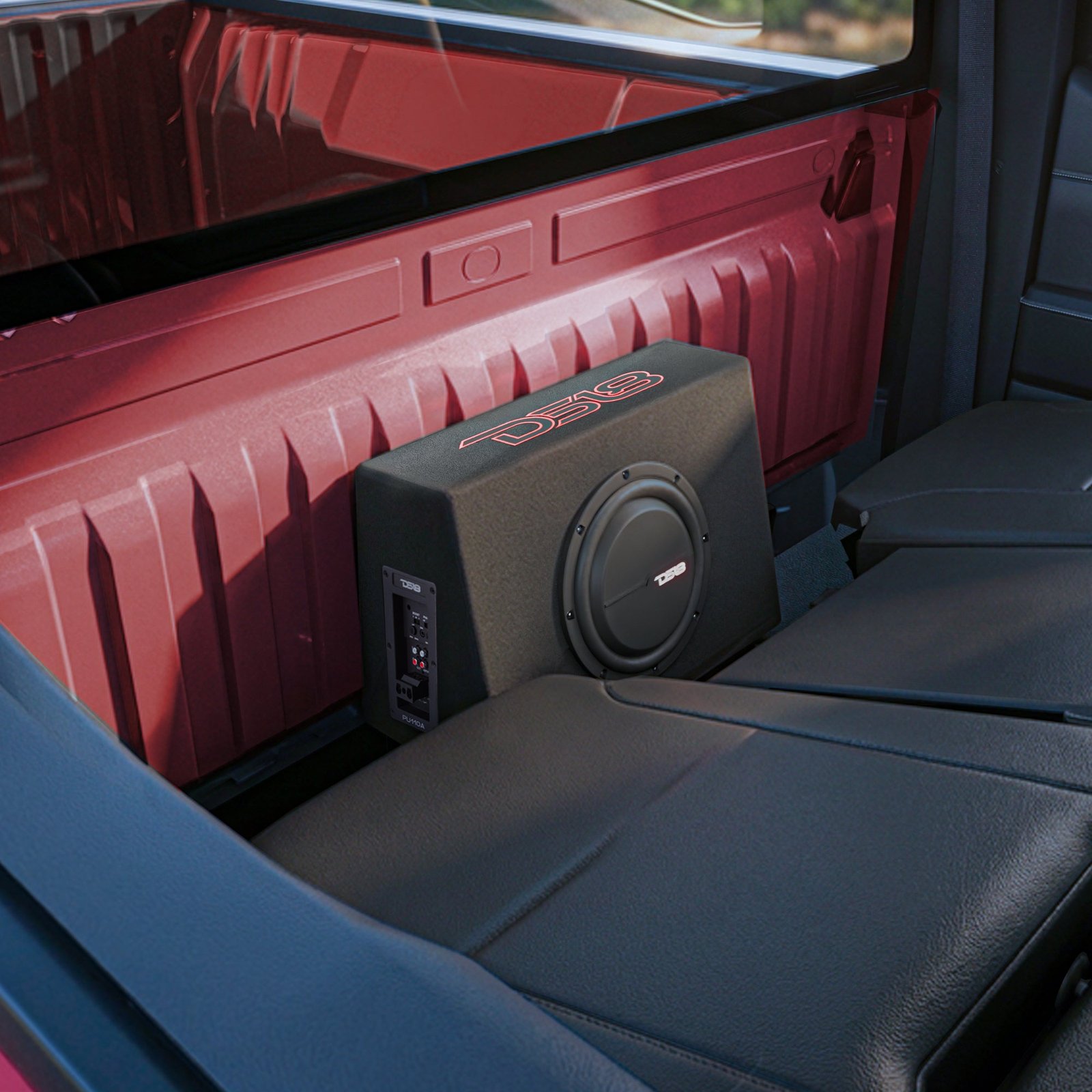 10” Amplified Shallow Subwoofer Enclosure for Pickup Trucks - Image 2