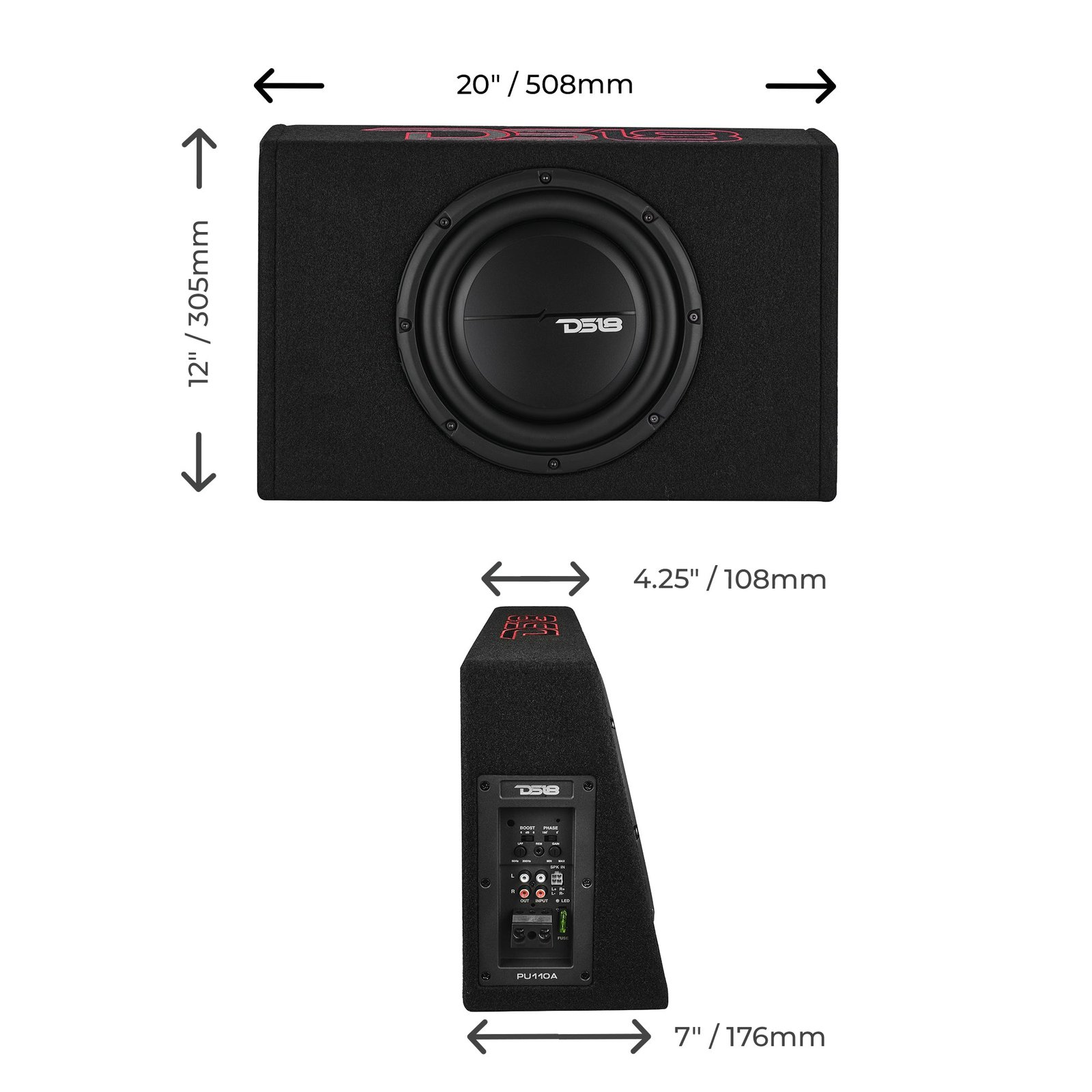 10” Amplified Shallow Subwoofer Enclosure for Pickup Trucks - Image 3