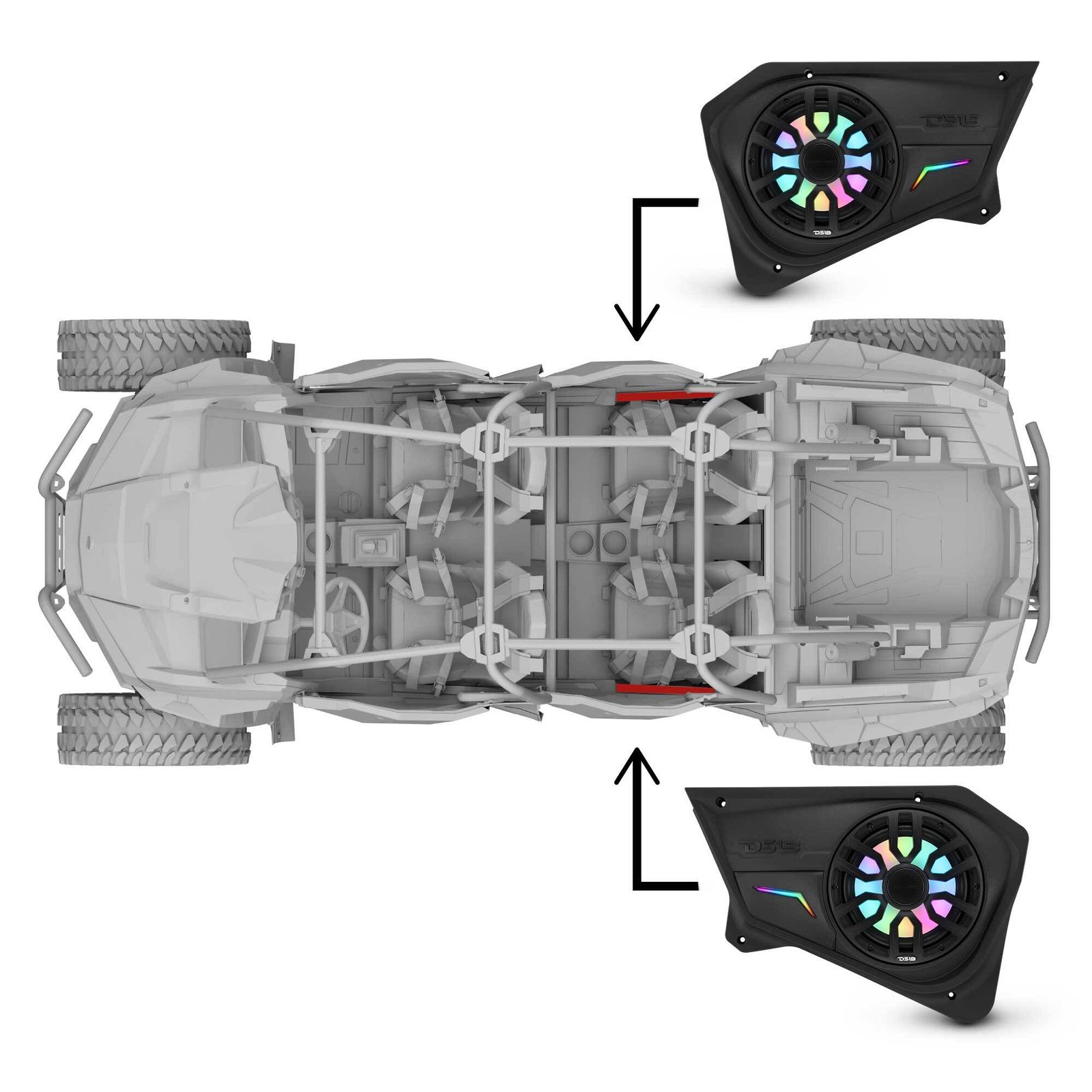 Polaris RZR Rear Door Panels Loaded with NXL-IQ/BK 8" Coaxial Speakers - Image 4