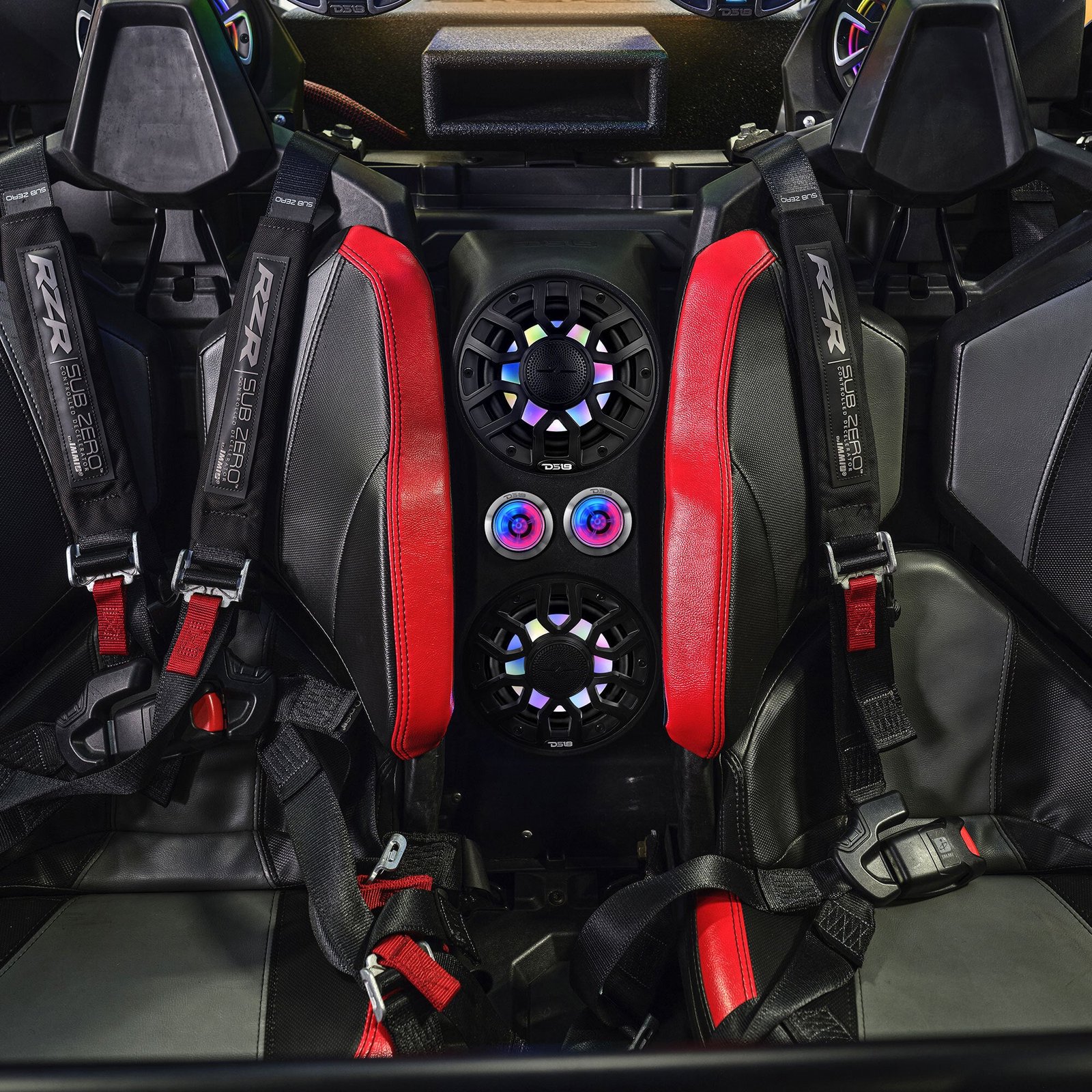 Polaris RZR Pro Waterfall Center Console Enclosure for 2020+ Models – Preloaded with 6.5" Speakers & 2.3" Tweeters | Digital LED Lights - Image 2