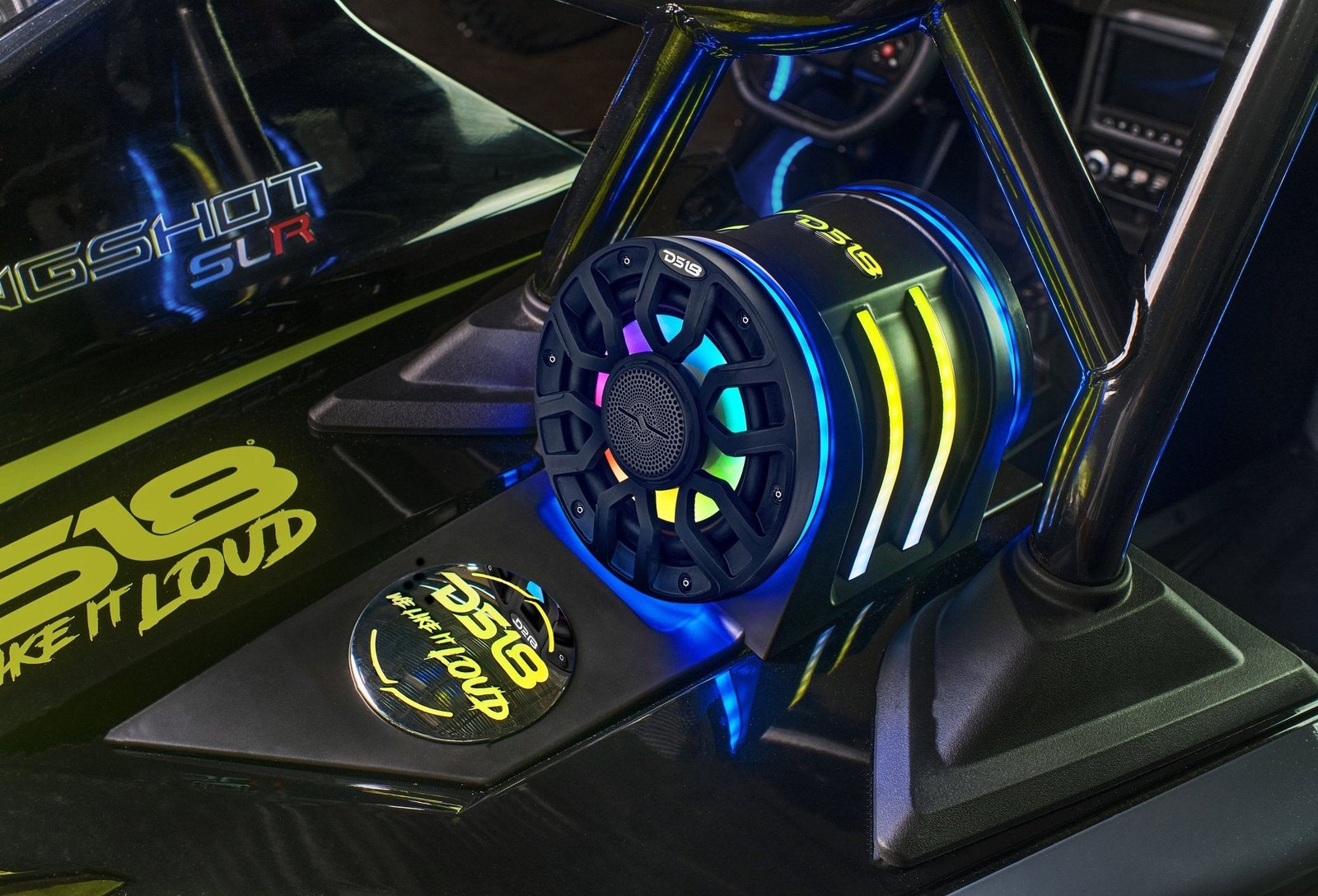 Polaris Slingshot Headrest Speaker Pods Loaded | 2 x NXL-IQ6/BK Speakers and Digital LED Lights | 2015 - Current - Image 2