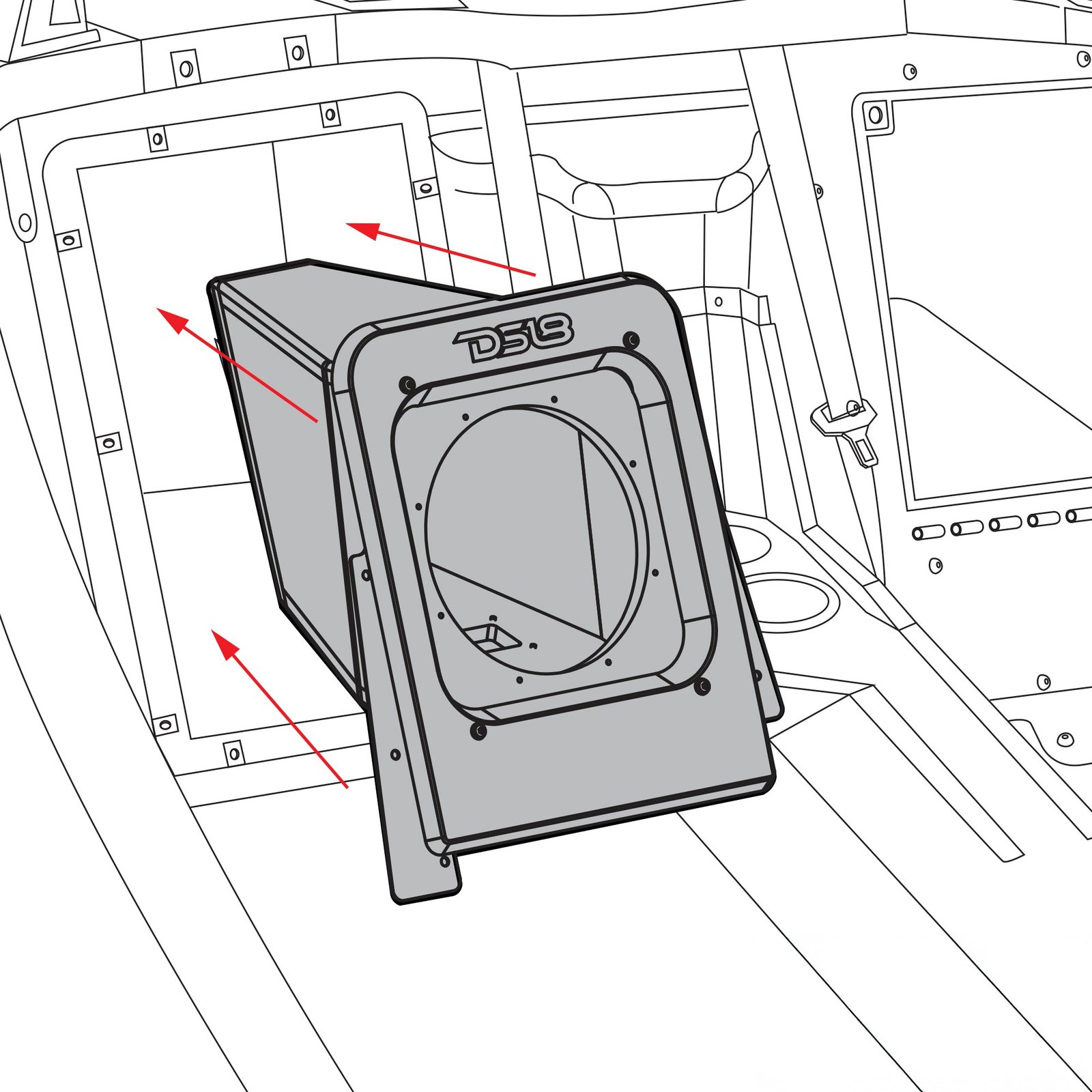 Polaris Slingshot Rear Sealed 10" Subwoofer Enclosure | Fits Either Passenger or Driver Side | 2015 - Current - Image 3