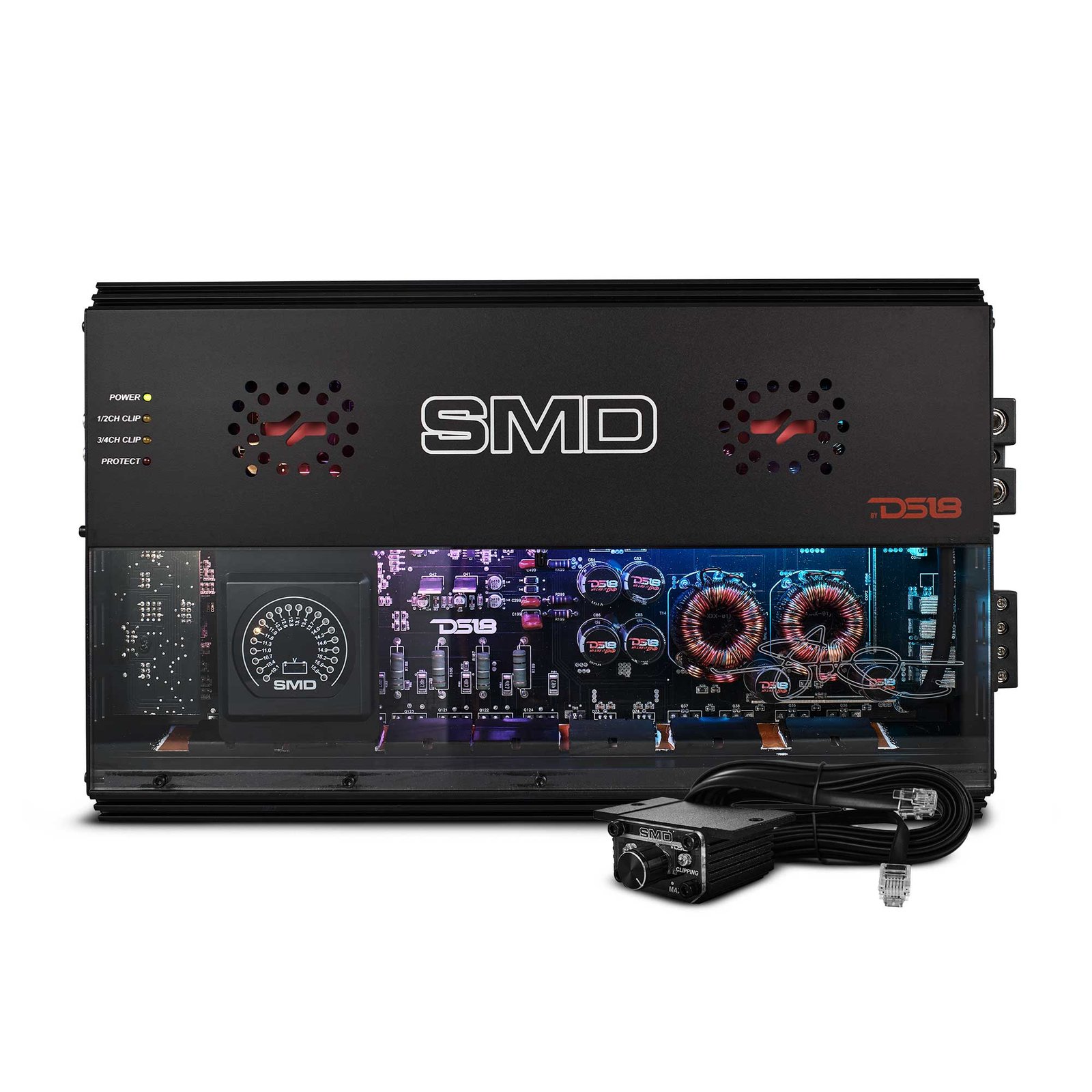 SMD 4-Channel Class AB Amplifier with VM-1 Voltmeter and Digital LED Lights 4 x 500W at 2-Ohm - Steve Meade Designs