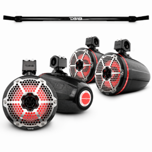 Jeep Gladiator JT Mounting Bar + 4x 8” Marine Tower Speakers with RGB LED Lights